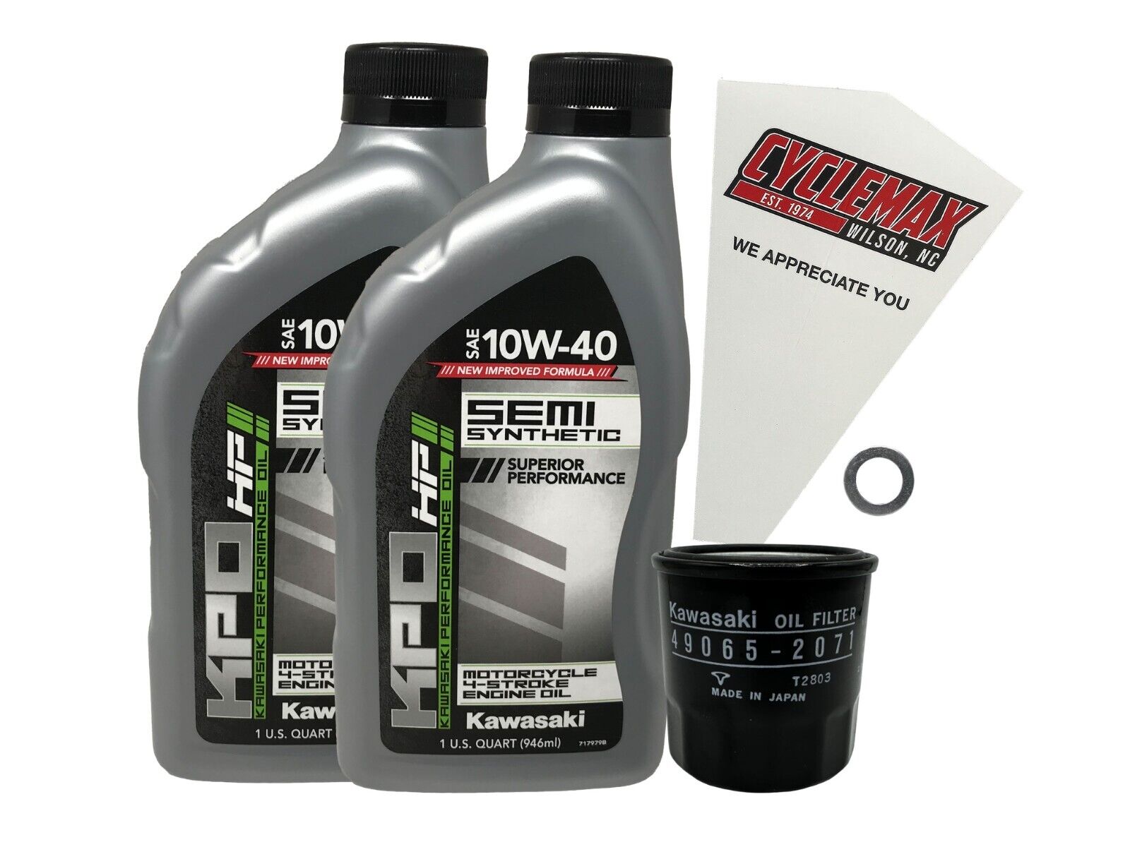 Cyclemax OEM SS 10W-40 Oil Change Kit fits 2001-2008 Kawasaki Mule 3010