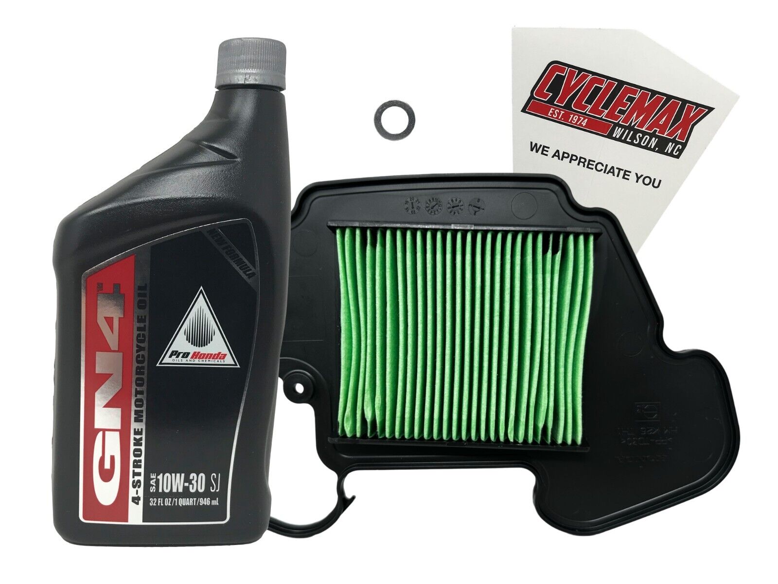 Cyclemax OEM 10W-30 Oil Change Kit fits 2014-2020 Honda GROM 125 with Air Filter
