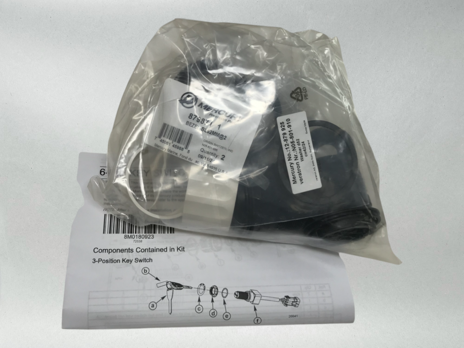 Mercury Genuine OEM 4 Position Matched Key Switch Kit - Dual Engine 893353A04