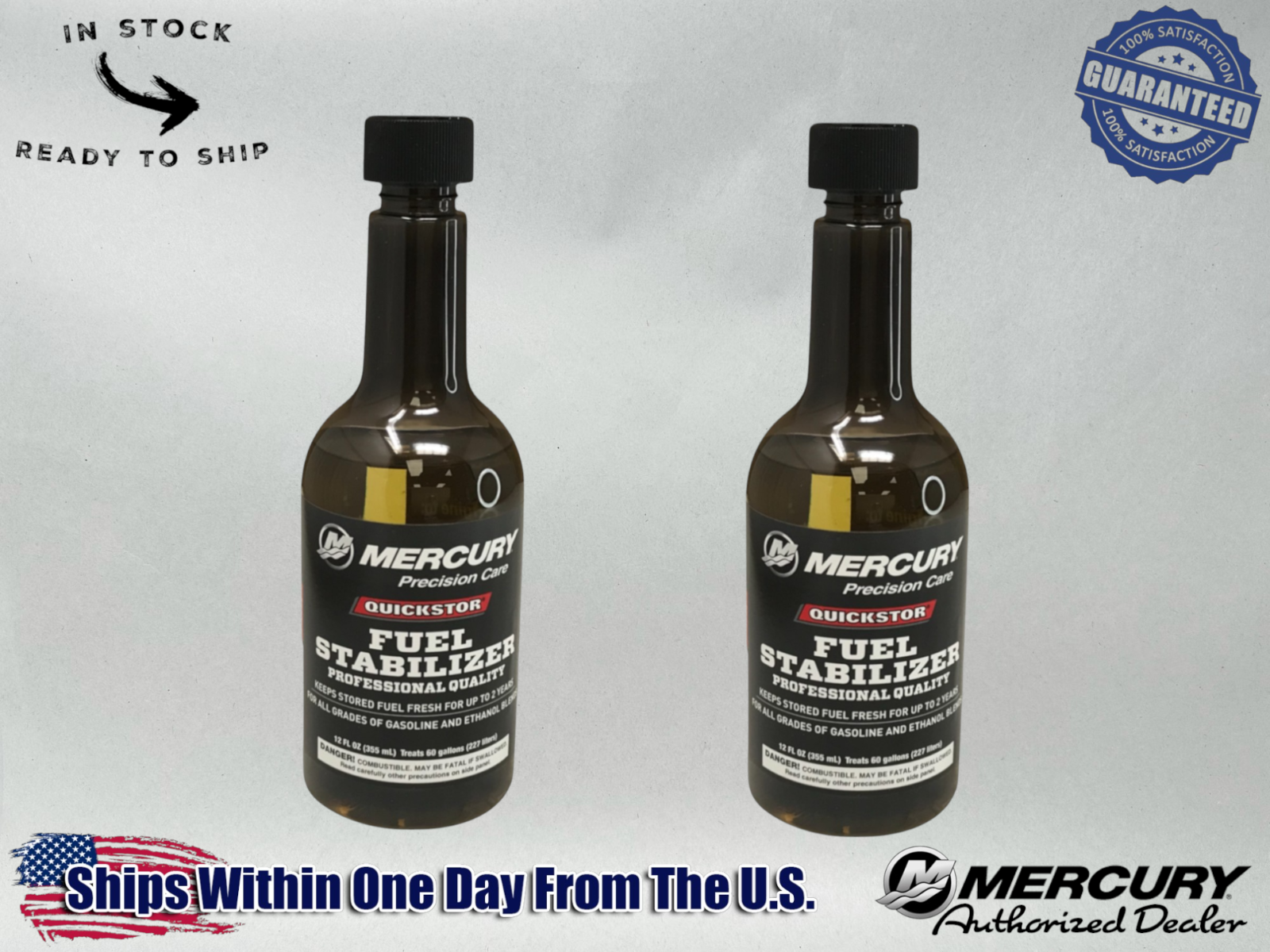 Mercury OEM Quickstor Fuel Treatment & Stabilizer 12 Oz. 92-8M0047932 2 Pack