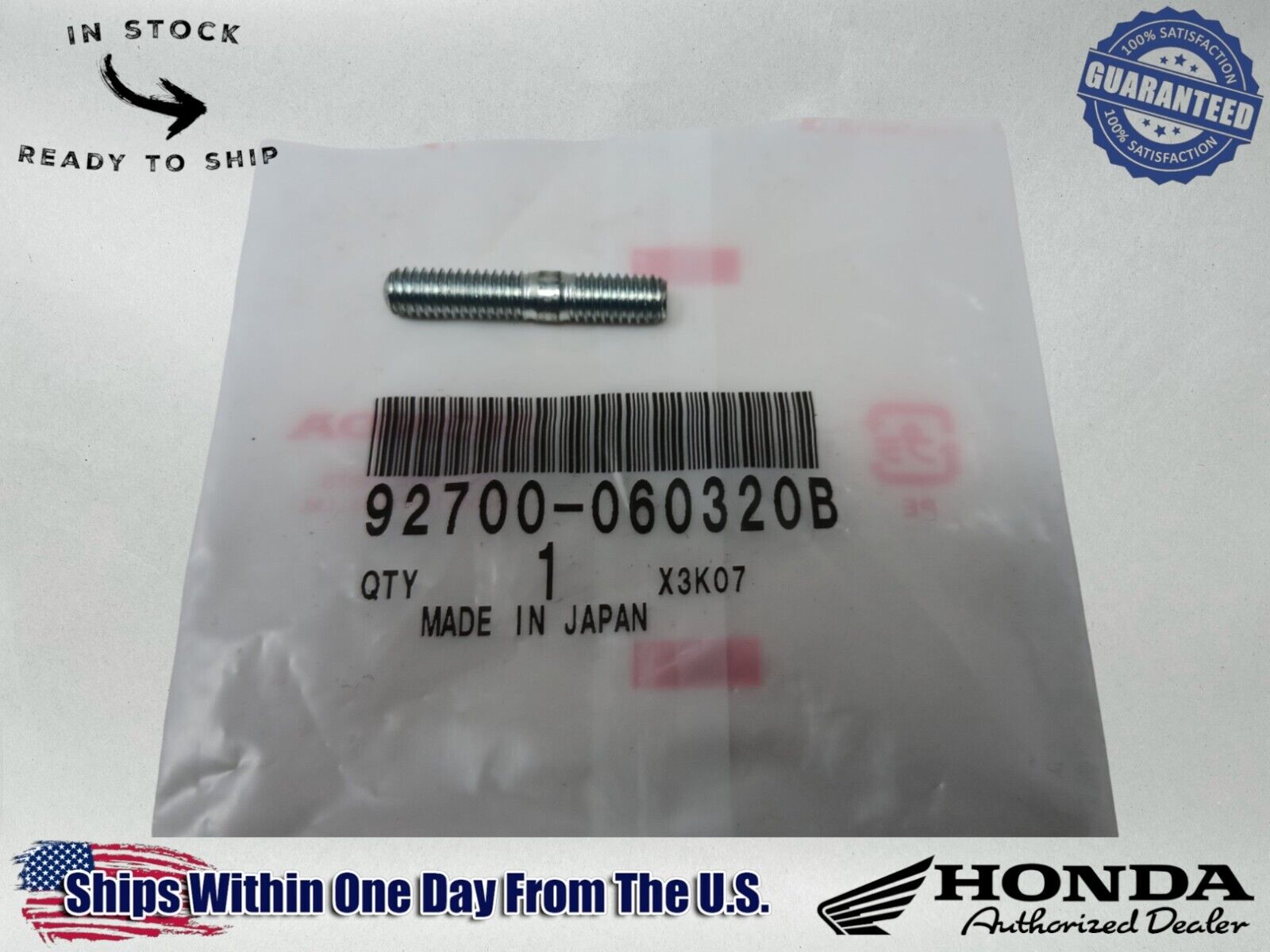 Honda OEM Authentic Cylinder Head Exhaust Studs Muffler Mounts 92700-06032-0B