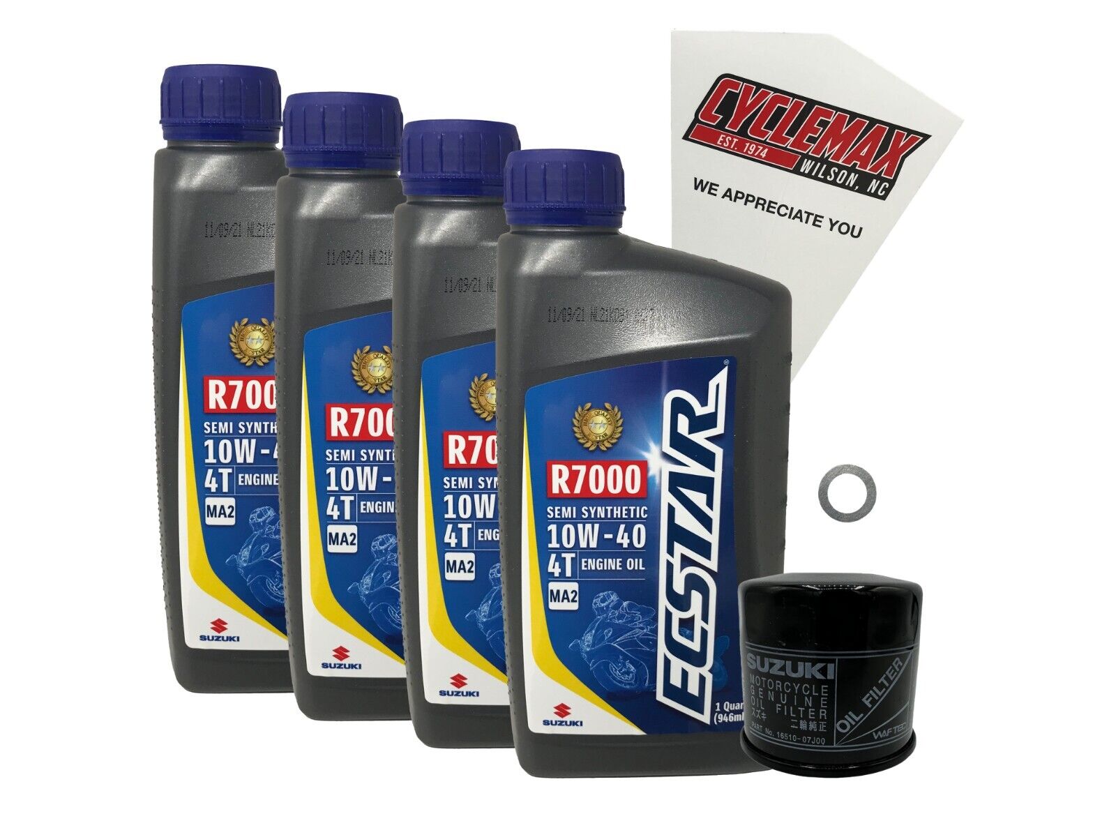 Cyclemax Genuine OEM Semi-Synthetic Oil Change Kit fits 2005-2019 Suzuki VL-1500