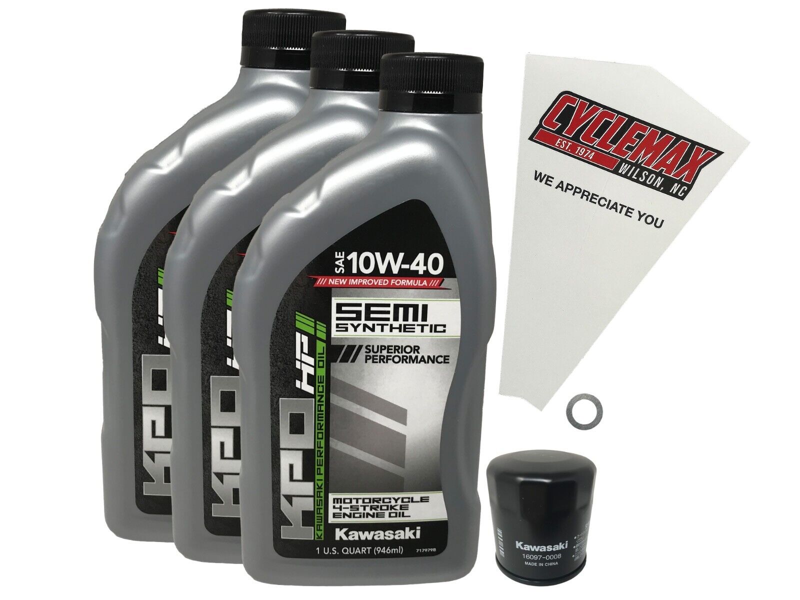 Cyclemax OEM SS 10W-40 Oil Change Kit fits 2017- 2023 Kawasaki Versys X300