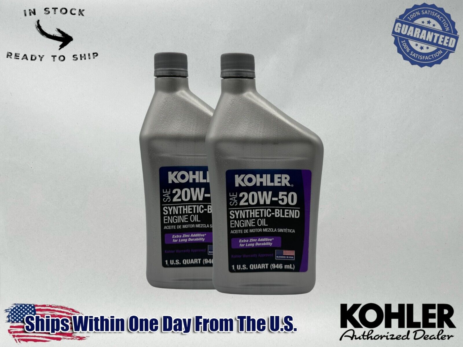 Kohler Genuine OEM Synthetic Blend 20W-50 4-Cycle Engine Oil 25 357 68-S-2PACK