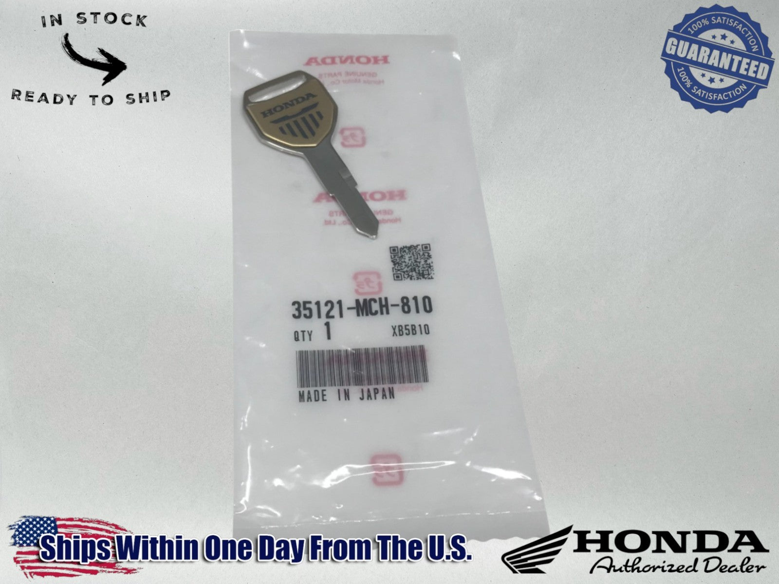 Honda OEM Key Blank VTX1800 C R S T 2002-2008 TYPE1 AXX /BXX 35121-MCH-810