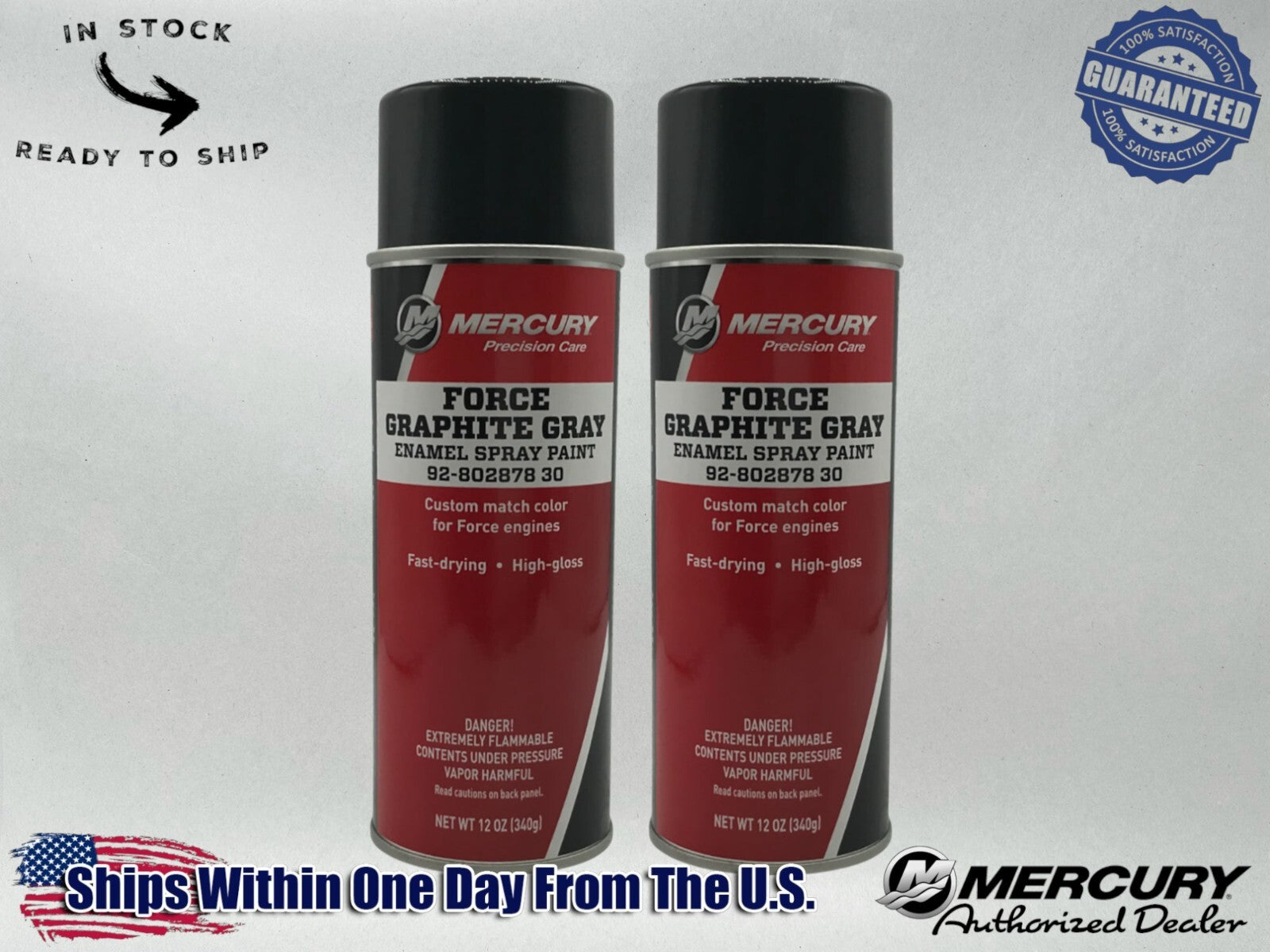 Mercury Genuine OEM Graphite Grey Spray Paint 12 OZ 92-80287830 2 Pack