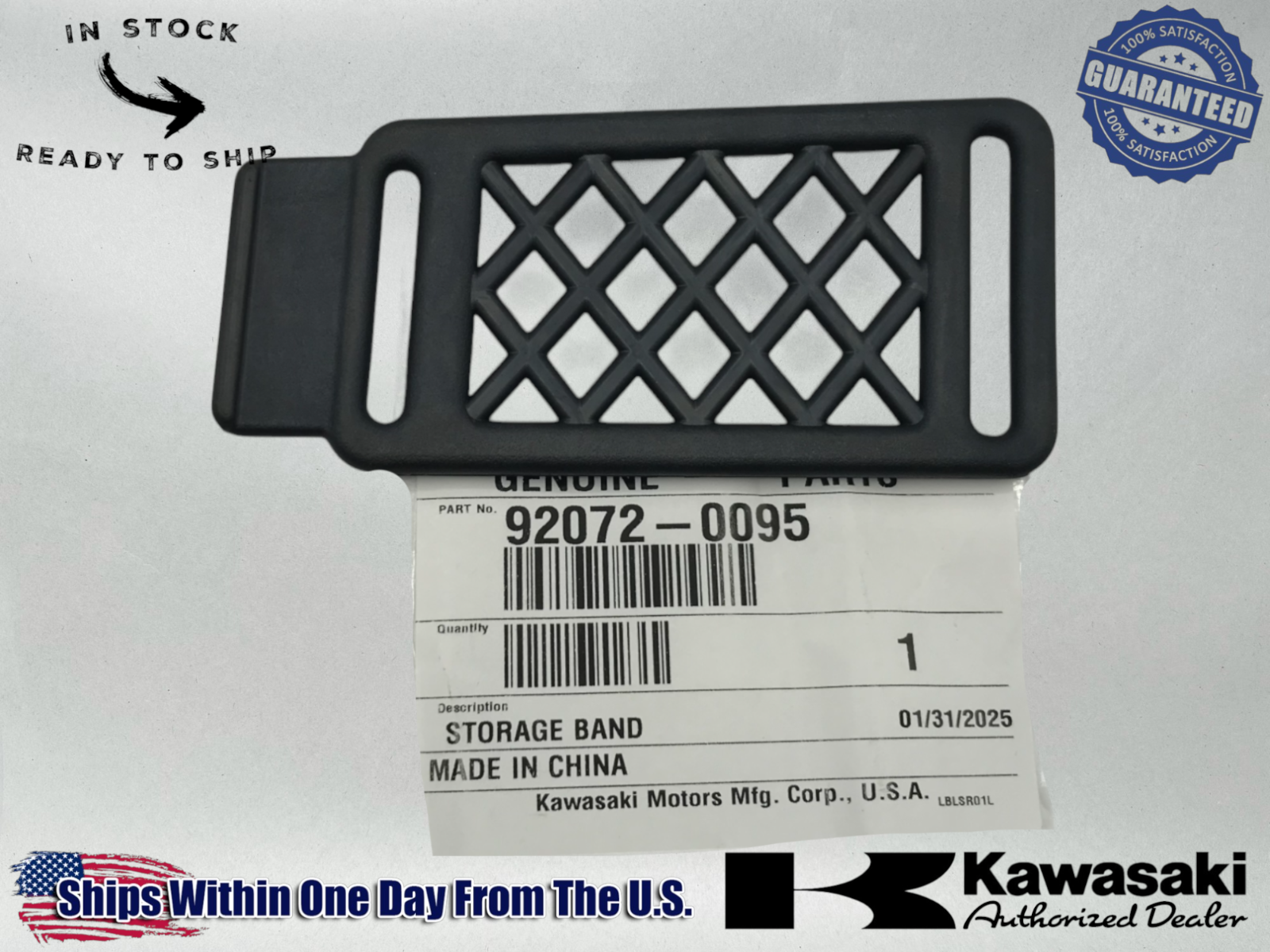 Kawasaki OEM 2008-24 BRUTE FORCE 750 FRONT FENDER STORAGE BAND KVF750 92072-0095
