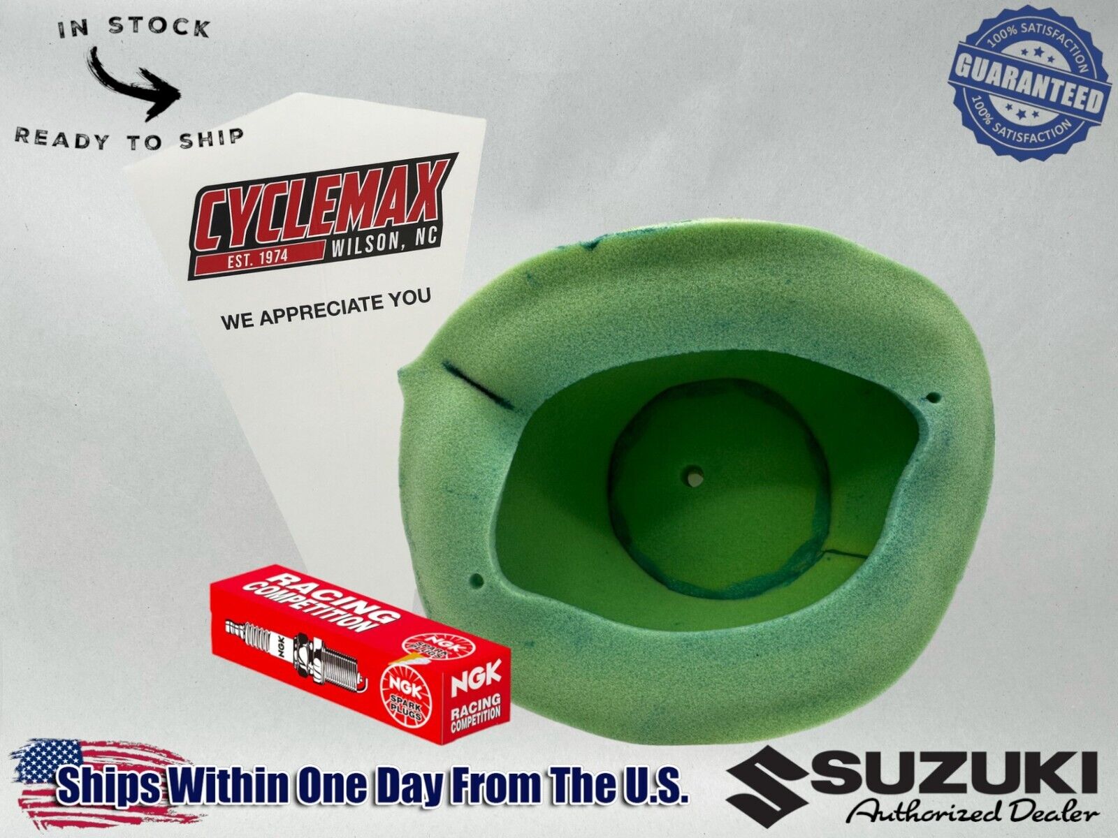 Cyclemax Maintenance Kit with Air Filter & Spark Plug for 1996-2000 Suzuki RM125