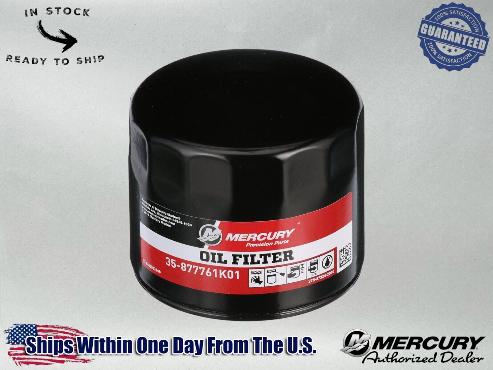 Mercury OEM Outboard Oil Filter for 75-115hp and 150hp EFI 877761K01