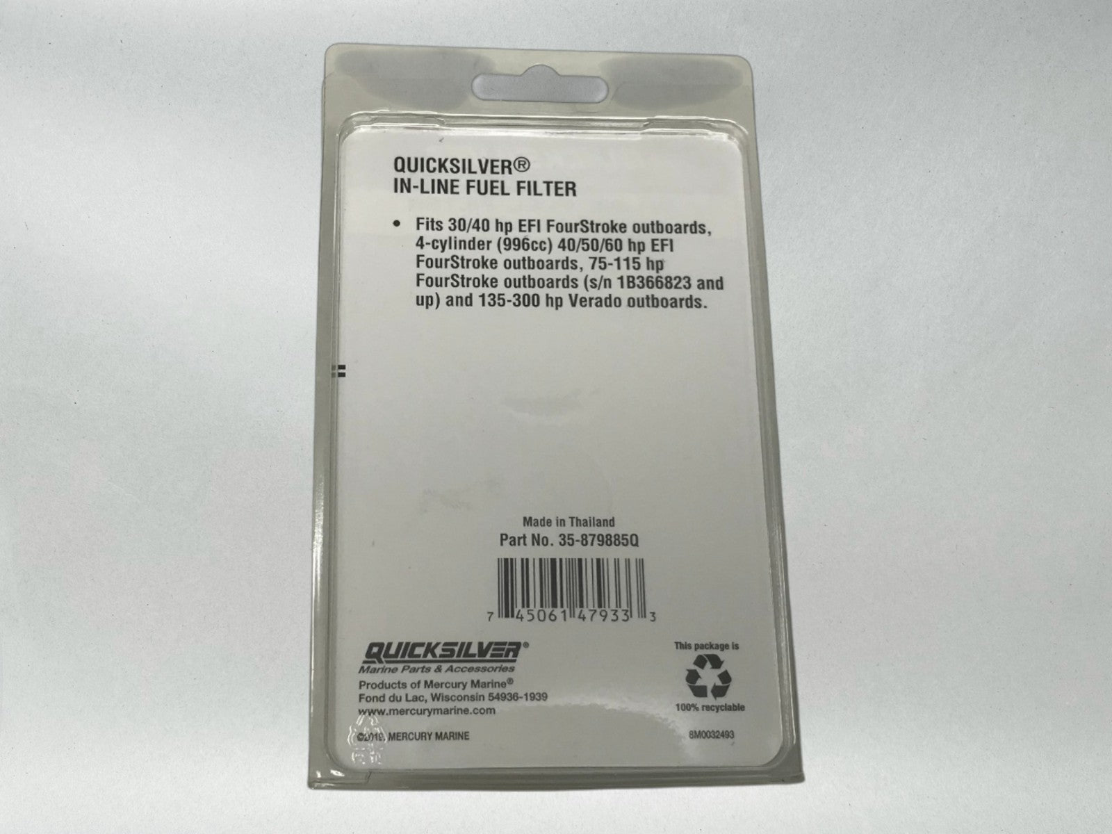Mercury Genuine OEM Authentic In-Line Fuel Filter, 35-879885K