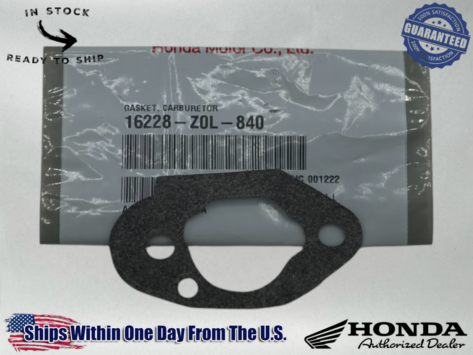 Honda Genuine OEM Authentic Intake Gasket GCV160 HRR216 HRX217 - 16228-Z0L-840