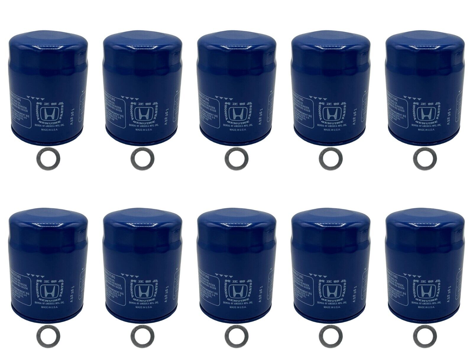 Cyclemax 10 Pack for Honda Genuine OEM Authentic Oil Filter includes 14mm Washer