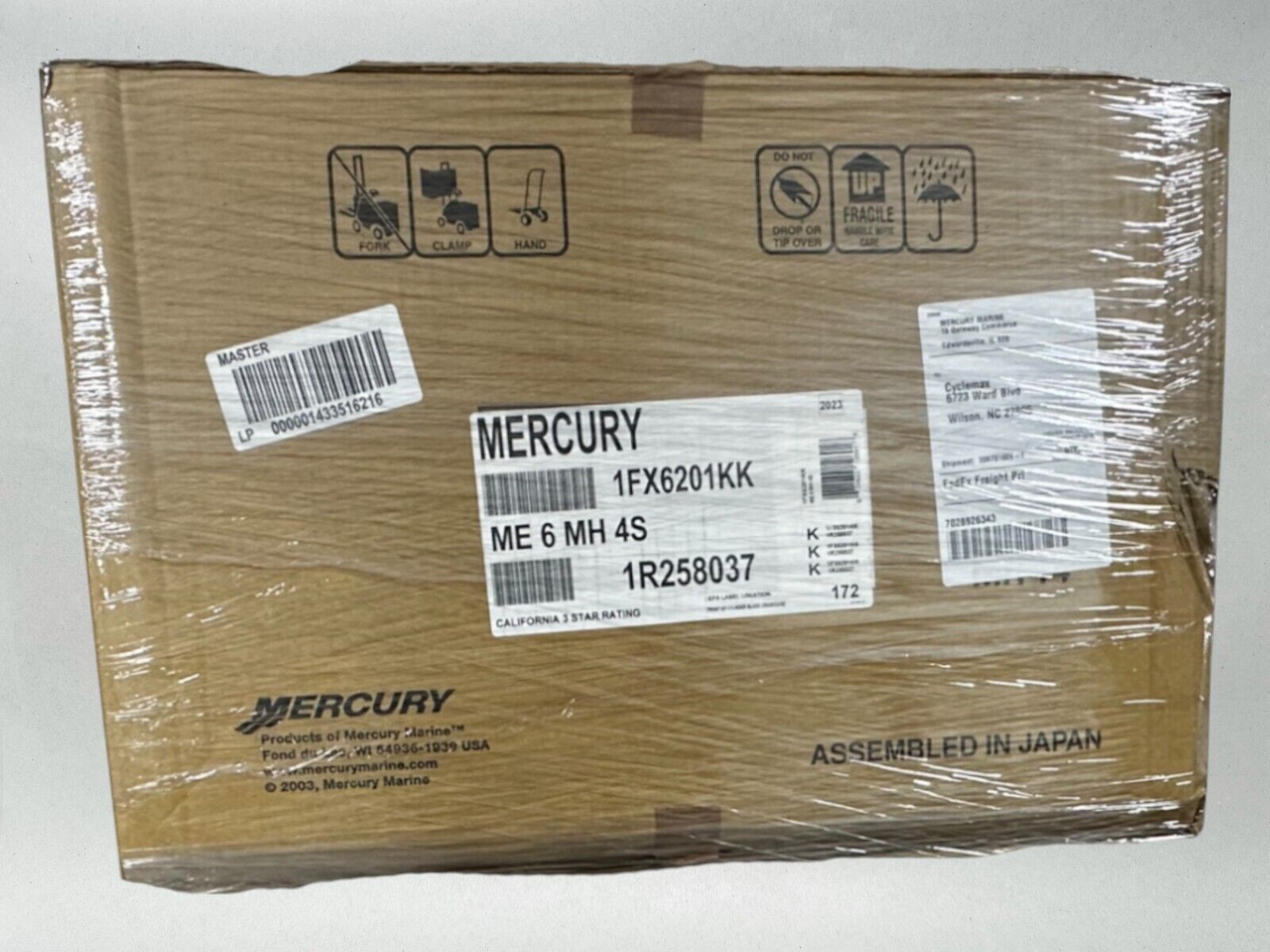 Mercury 6hp Tiller FourStroke Outboard Motor, 15" Shaft Model ME 6MH