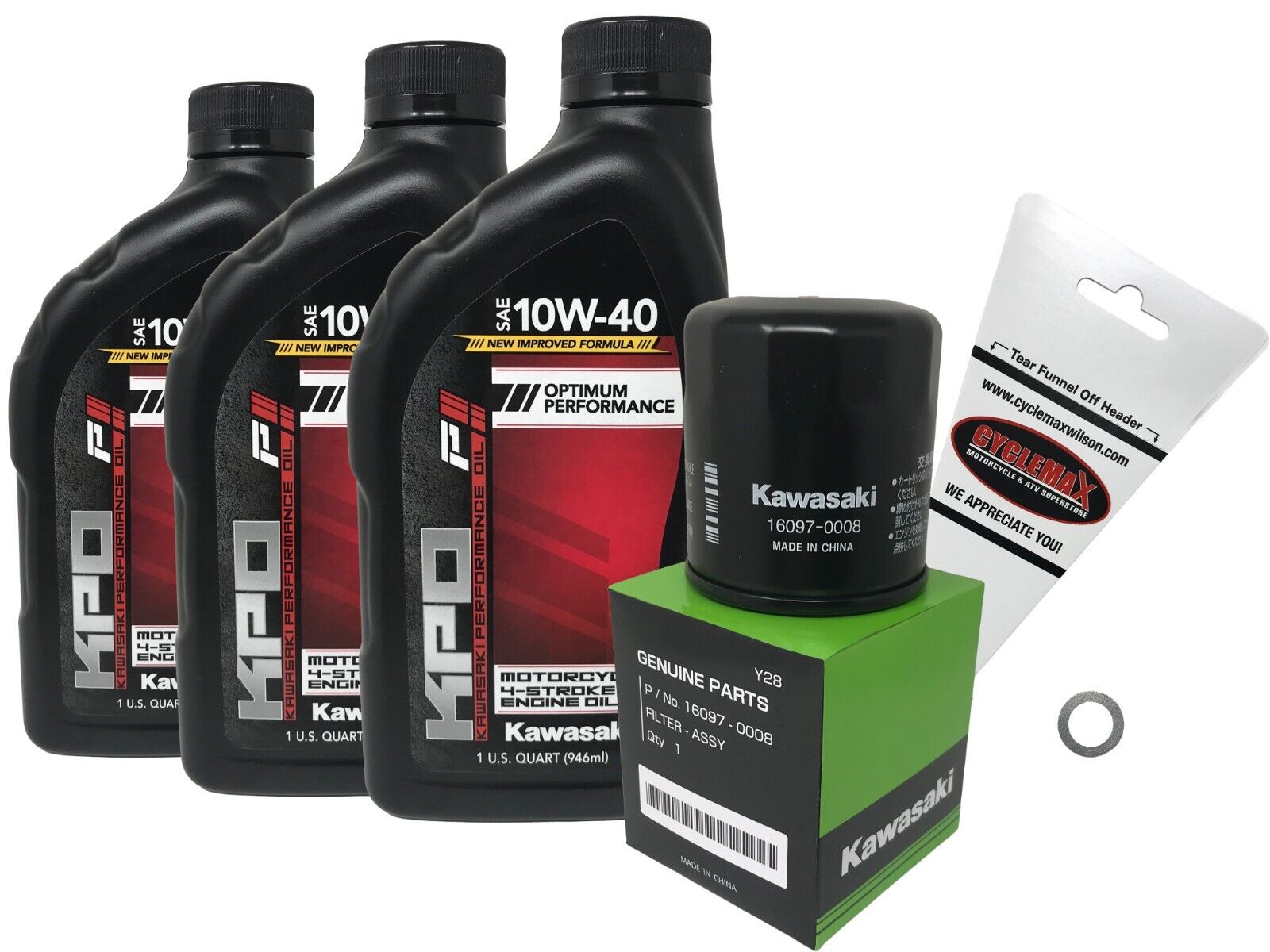 Kawasaki OEM Oil Change Kit for 2000-2002 W650 with 10W-40 Oil