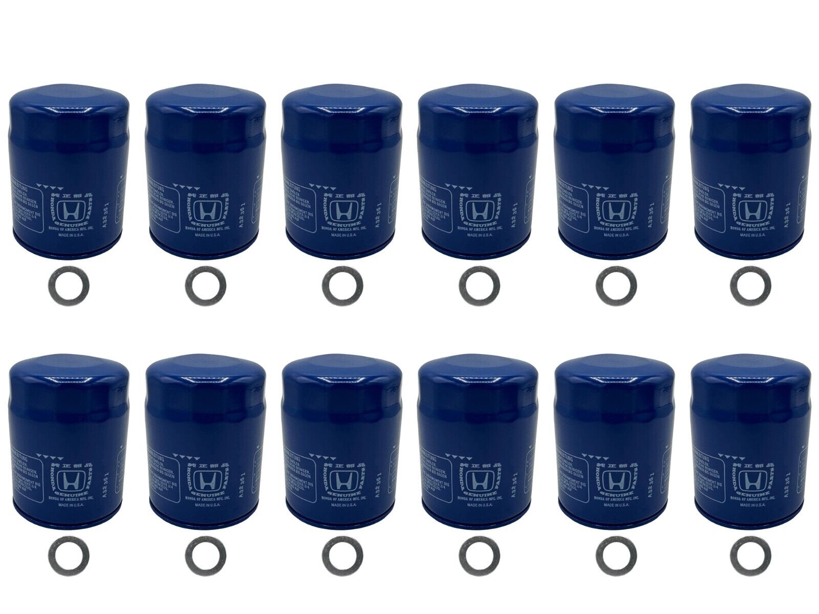 Cyclemax 12 Pack for Honda Genuine OEM Authentic Oil Filter includes 14mm Washer