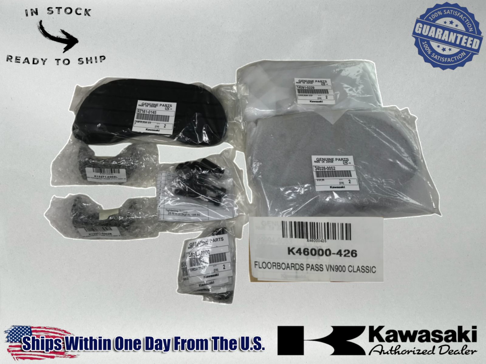 Kawasaki OEM 06-23 Vulcan 900 Chrome Passenger Floorboard Set K46000-426