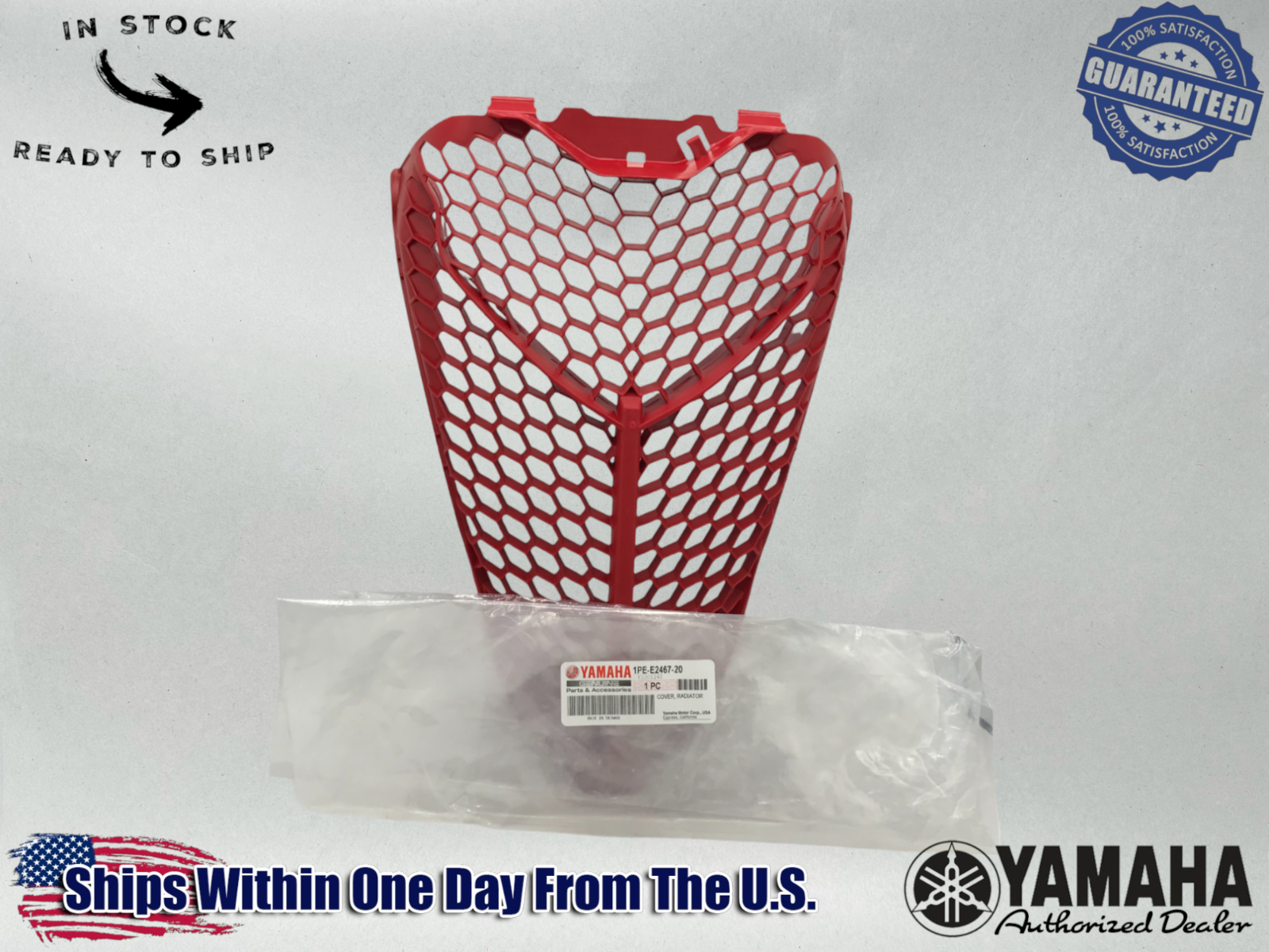 Yamaha OEM 2013-23 RAPTOR 700 GRILL RADIATOR GUARD RED PLASTIC 1PE-E2467-20 1