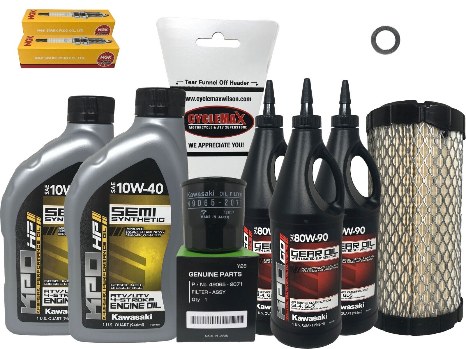 2001-2008 Kawasaki KAF620 Full Service Kit with Semi Synthetic 10W-40 Oil