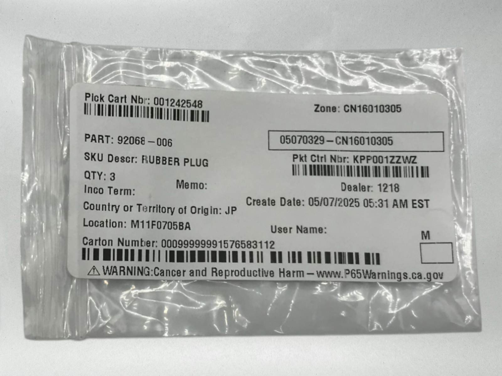 Kawasaki Genuine OEM carburetor Intake Manifold Rubber Boot Plugs 92068-006