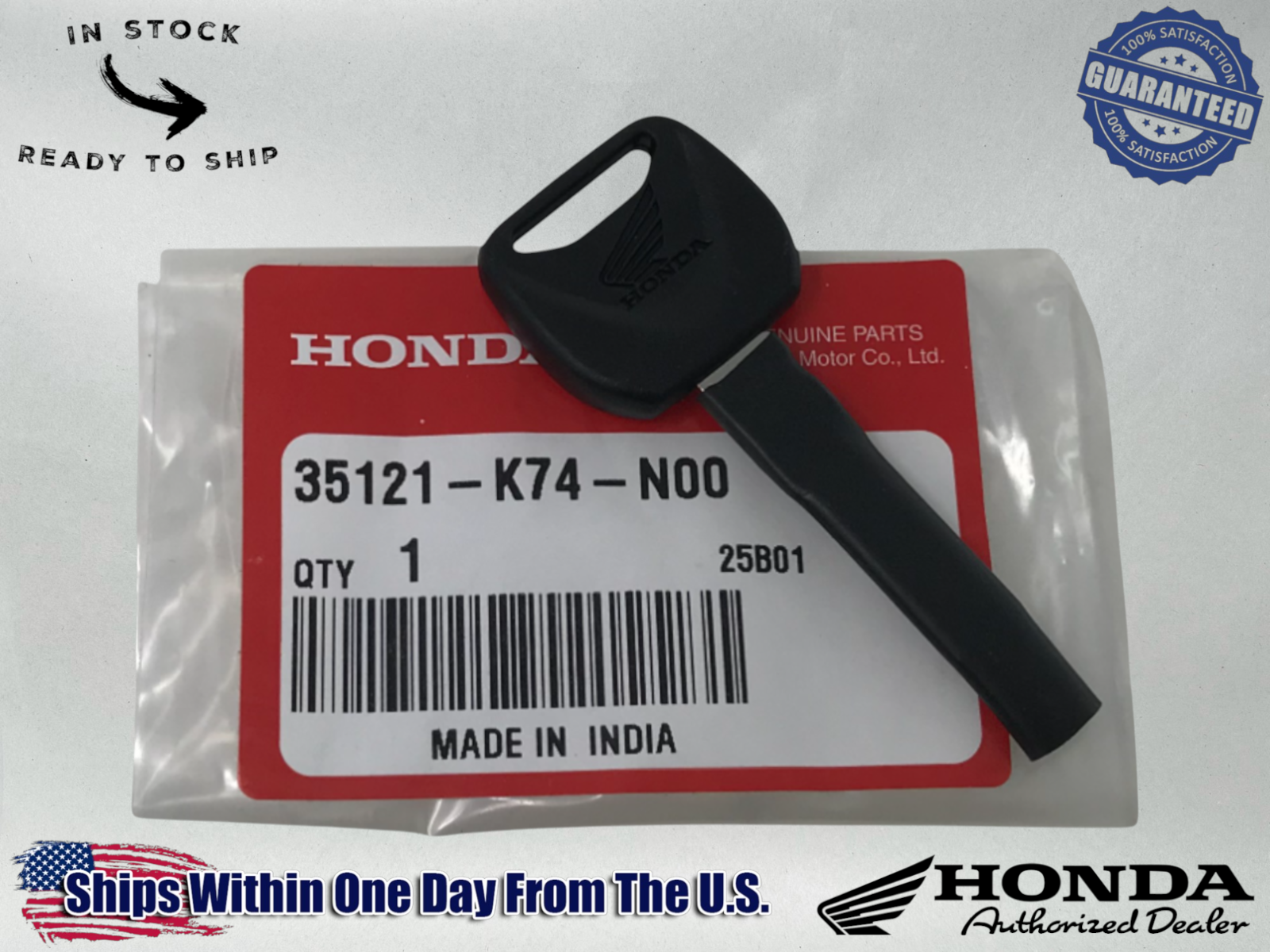 Honda Genuine OEM 2022-25 NAVI NVA110 REPLACEMENT KEY BLANK 35121-K74-N00