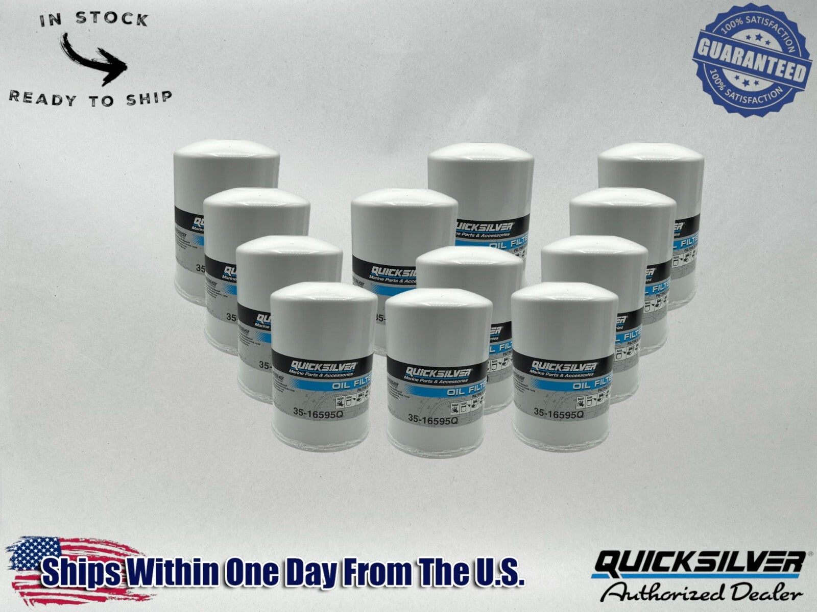 Quicksilver Genuine OEM Authentic Oil Filters 35-16595Q 12 Pack