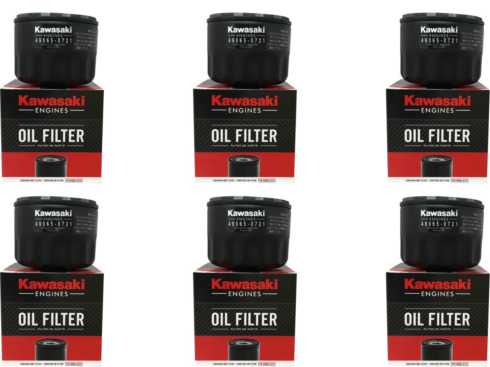 6 Pack OEM Kawasaki 49065-0721 Oil Filter Replaces 49065-7007