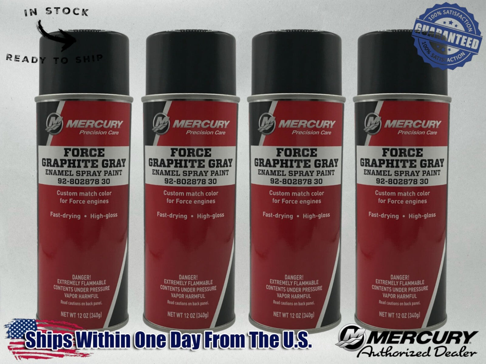 Mercury Genuine OEM Graphite Grey Spray Paint 12 OZ 92-80287830 4 Pack