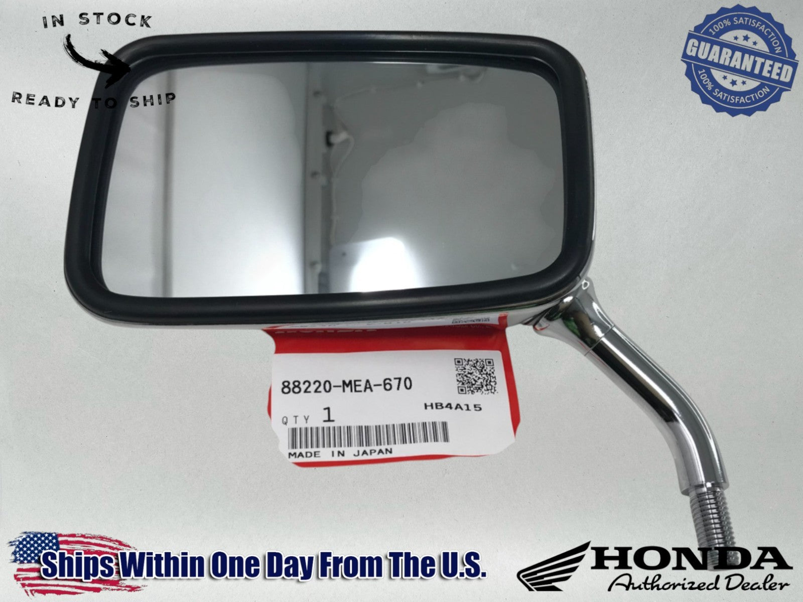 Honda OEM Authentic Left Mirror VT1300 VTX1300 VT750 Shadow 88220-MEA-670