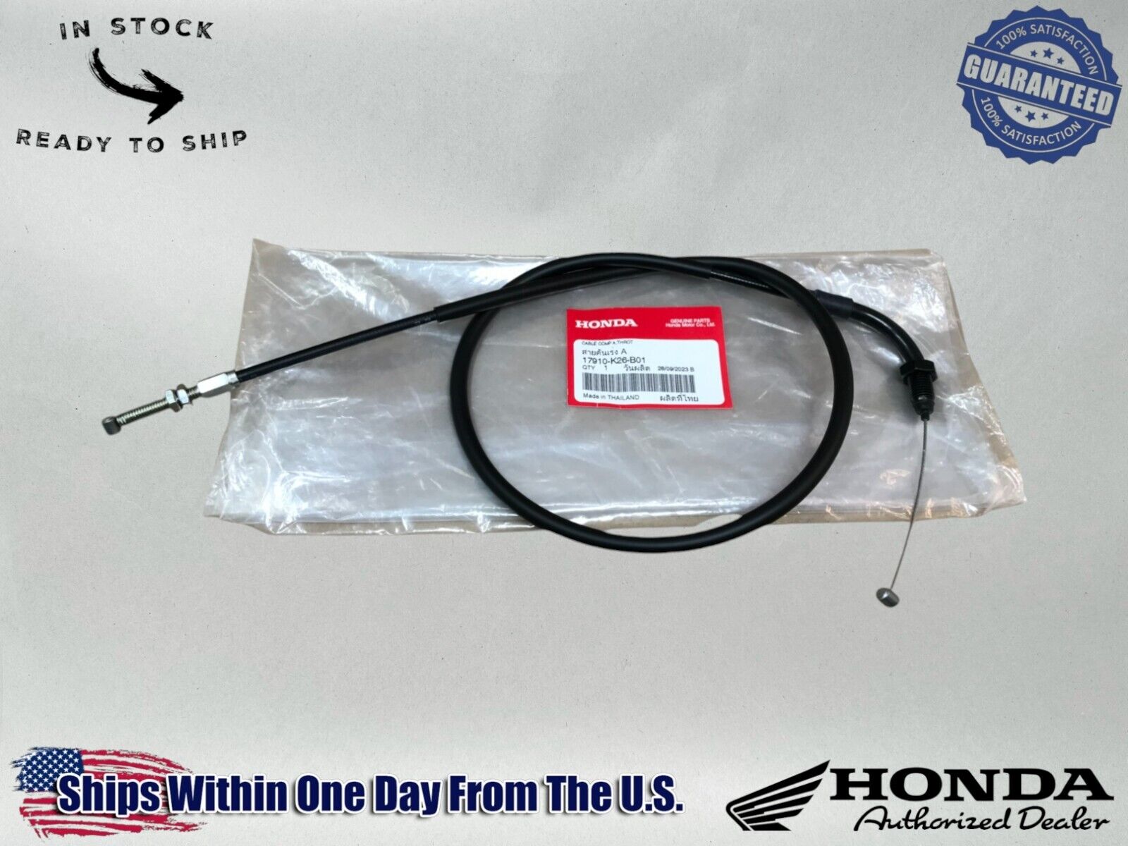 Honda OEM 17 - 20 GROM 125 THROTTLE CABLE 'A' 17910-K26-B01