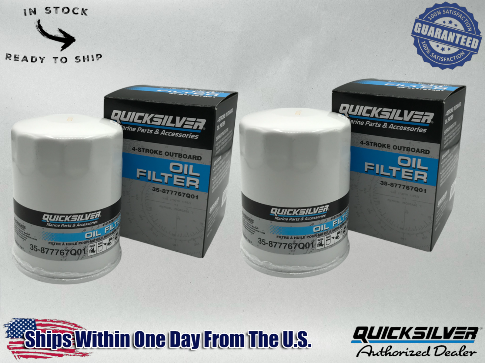 Quicksilver Genuine OEM Authentic Oil Filters 35-977767Q01 2 Pack
