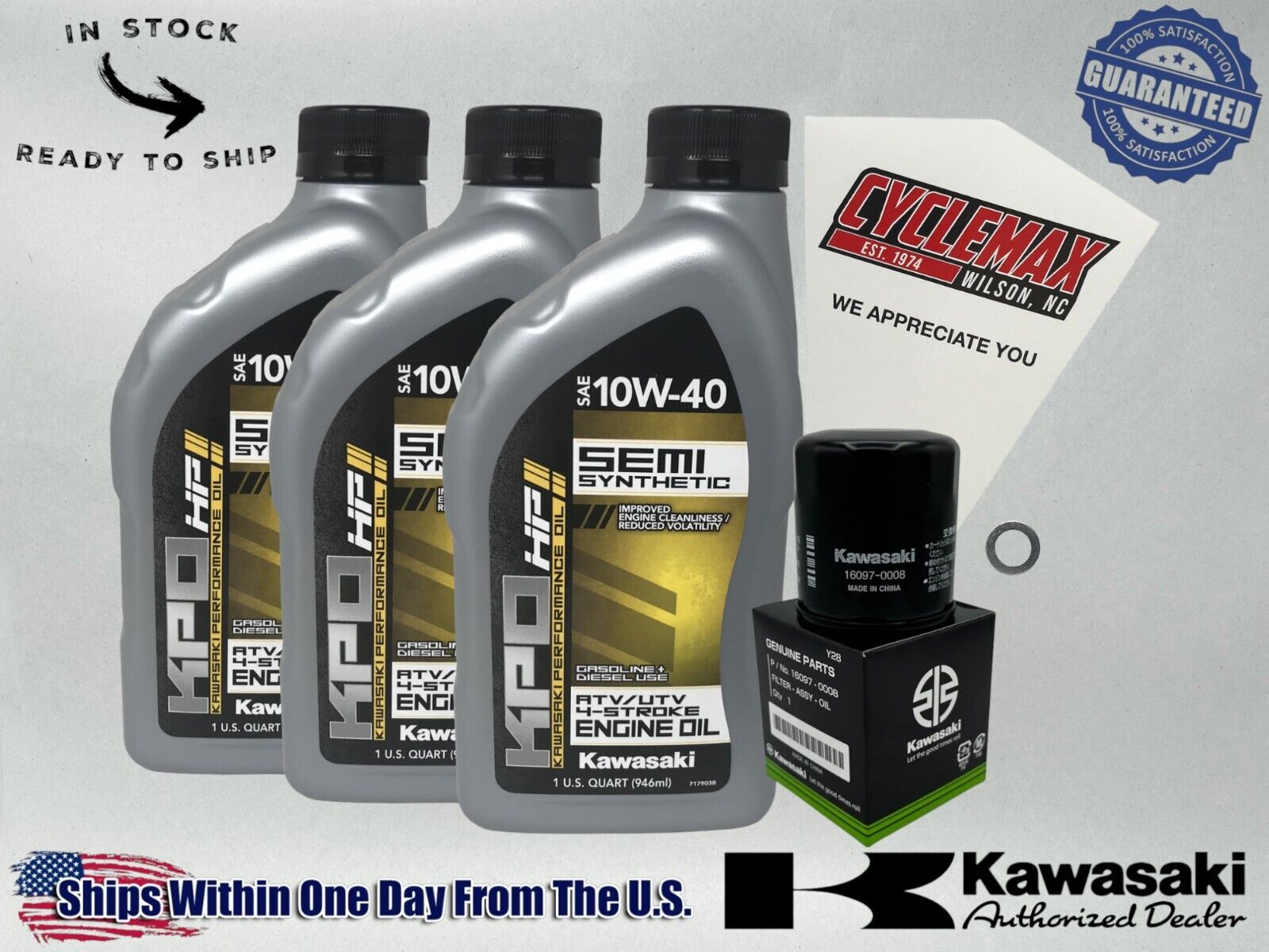 Cyclemax Semi-Synthetic KPO Oil Change Kit fits 2002-2003 Kawasaki PRAIRIE 650