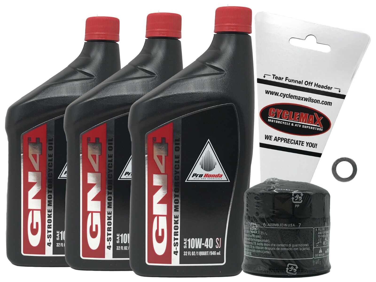 Cyclemax Genuine 1983-1986 Honda VT500 C/F Shadow Ascot 10W-40 Oil Change Kit