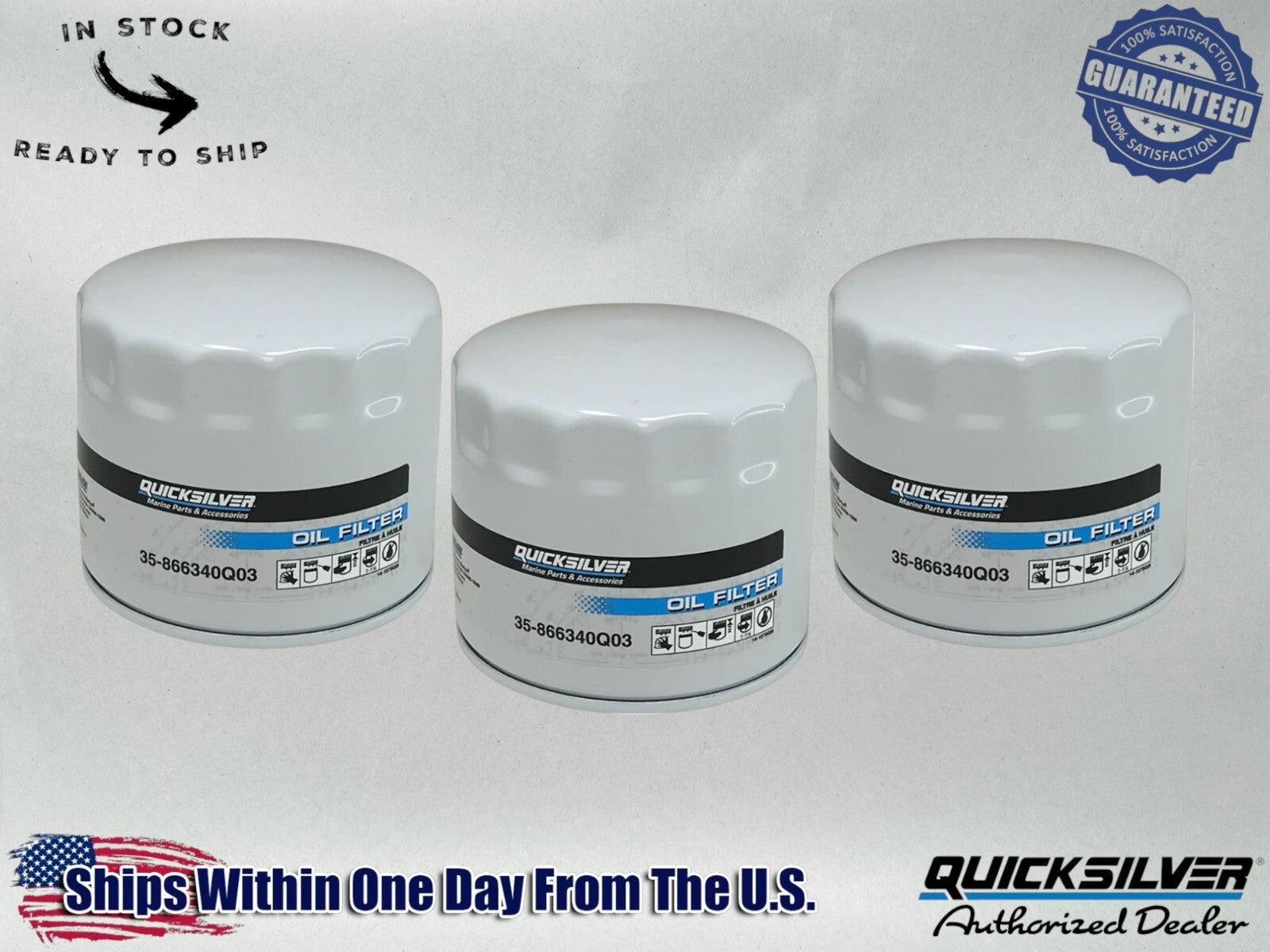 Quicksilver Genuine OEM Authentic Oil Filters 35-866340Q03 3 Pack