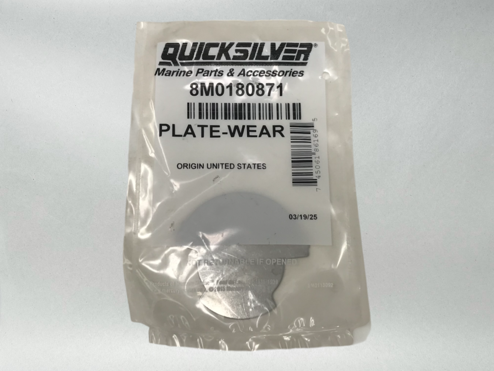 Mercury Genuine OEM Quicksilver Water Pump Rear Cover Wear Plate 8M0180871