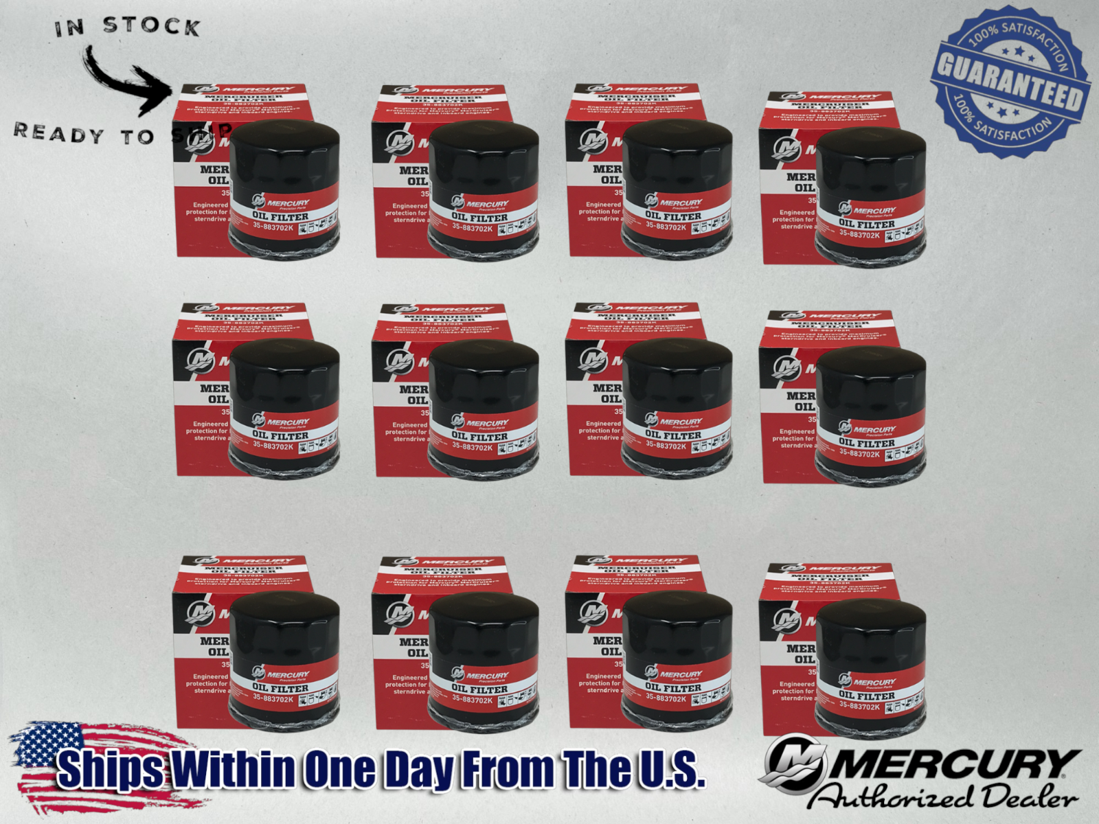 Mercury Genuine OEM Authentic Oil Filters 35-883702K 12 Pack