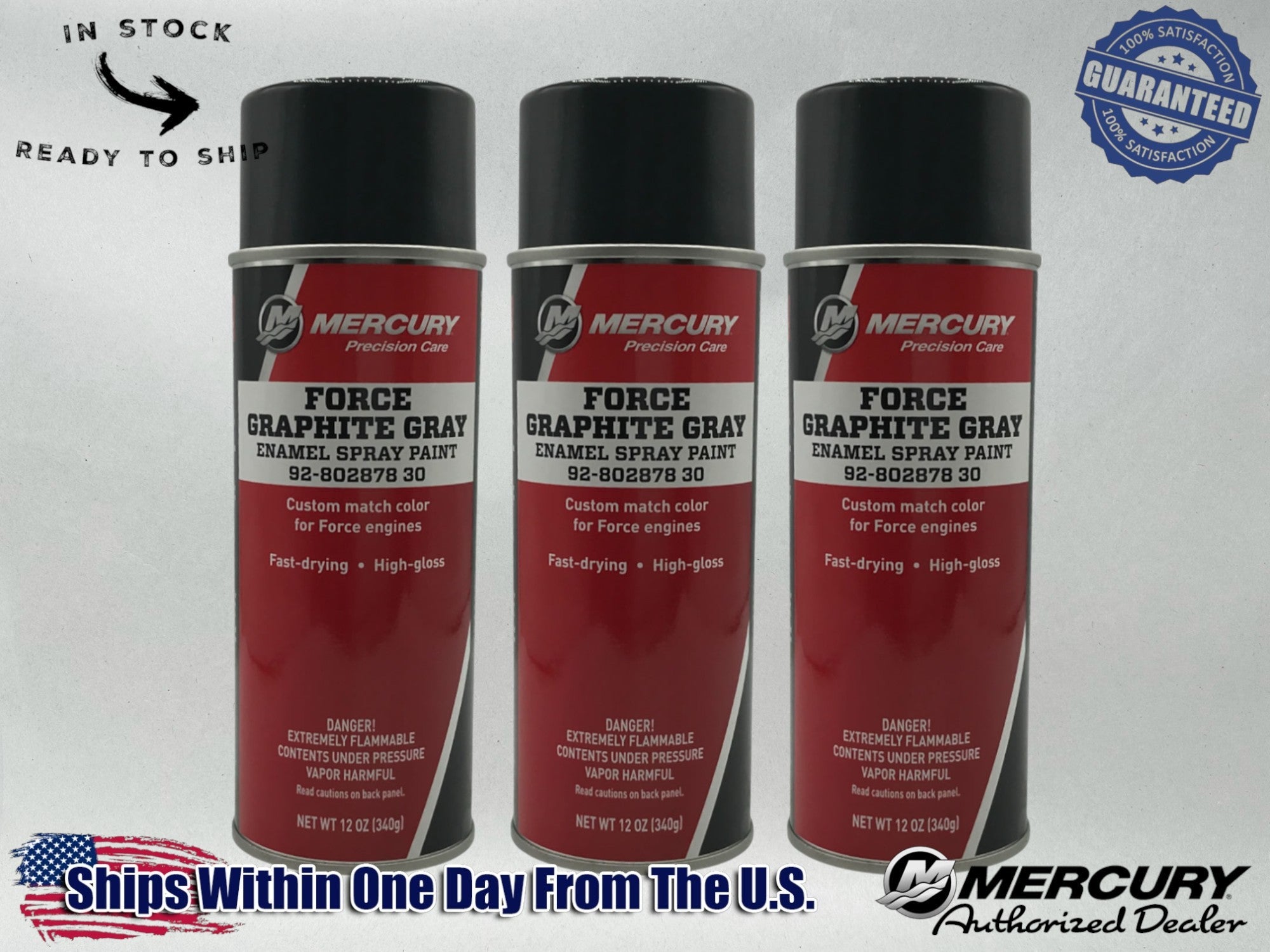 Mercury Genuine OEM Graphite Grey Spray Paint 12 OZ 92-80287830 3 Pack