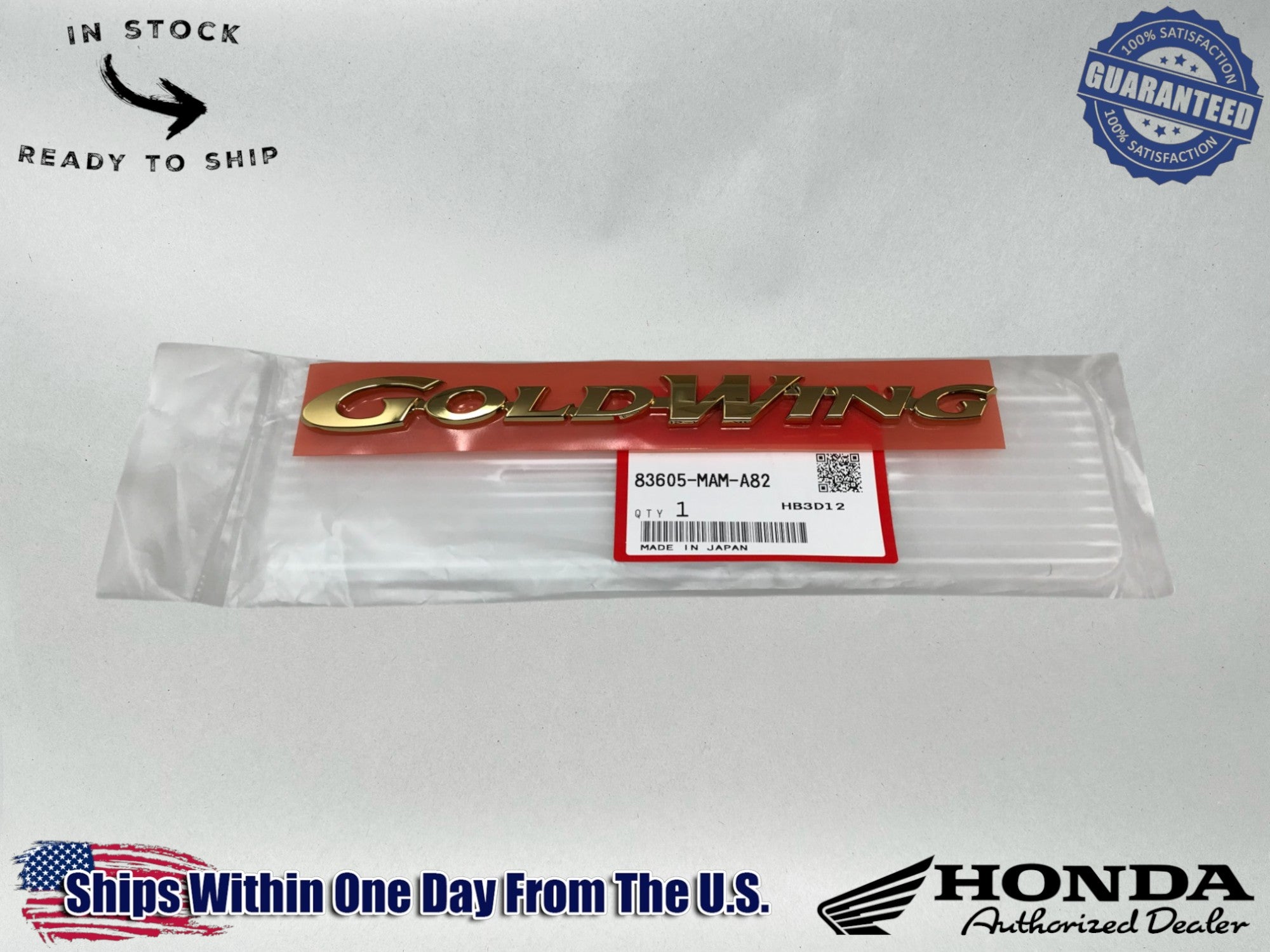 Genuine OEM Honda Right Side Cover Emblem 98 99 00 GL1500 Goldwing 83605-MAM-A82