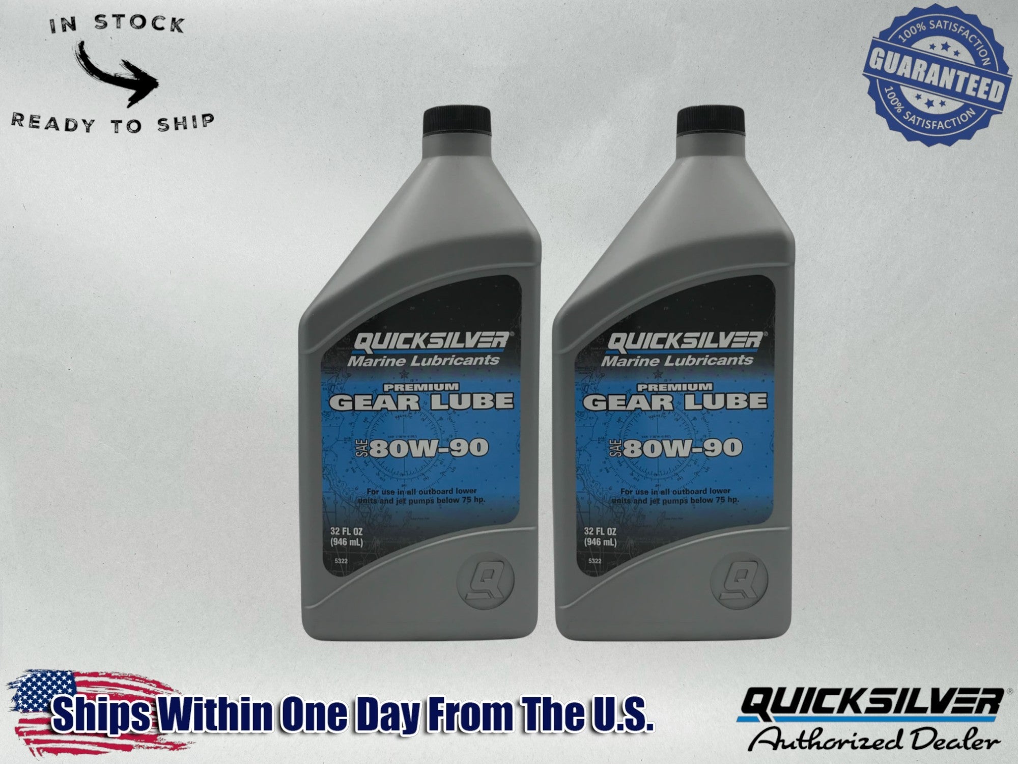 Quicksilver OEM Premium 80W-90 Gear Lub Quarts 92-858058Q01 2 Pack