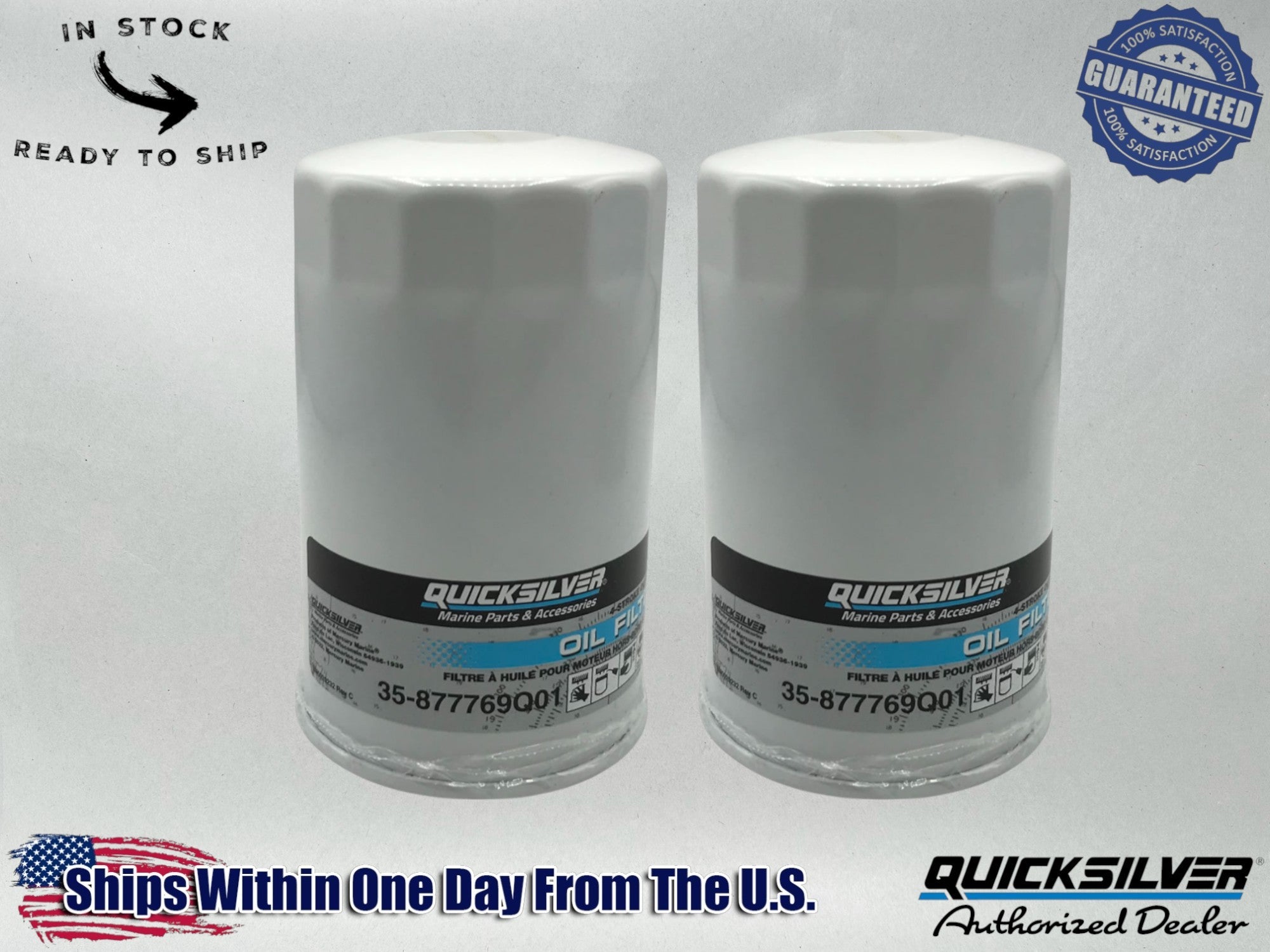 Quicksilver Genuine OEM Authentic Oil Filters 35-877769Q01 2 Pack