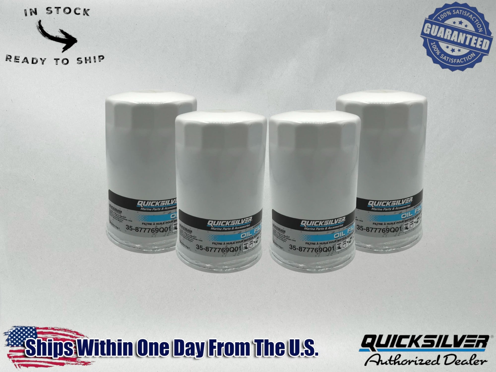 Quicksilver Genuine OEM Authentic Oil Filters 35-877769Q01 4 Pack