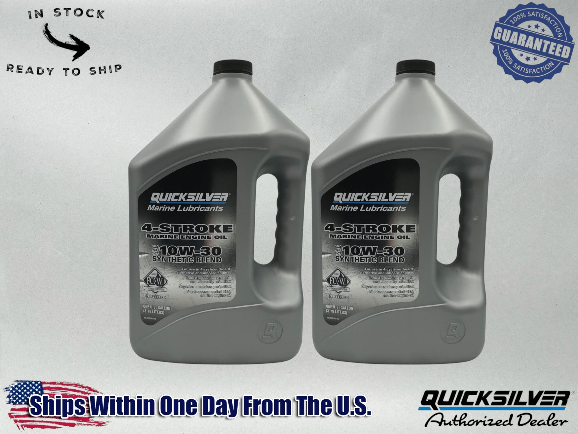 Quicksilver OEM Semi Synthetic 10W30 Marine Oil Gallons 92-8M0142146 2 Pack