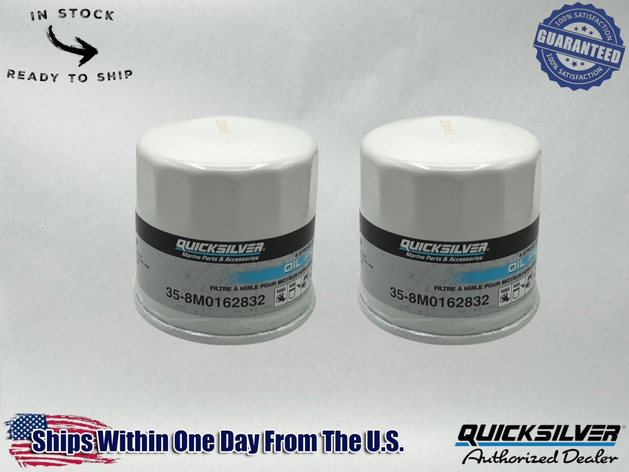 Quicksilver Genuine OEM Authentic Oil Filters 35-8M0162832 2 Pack