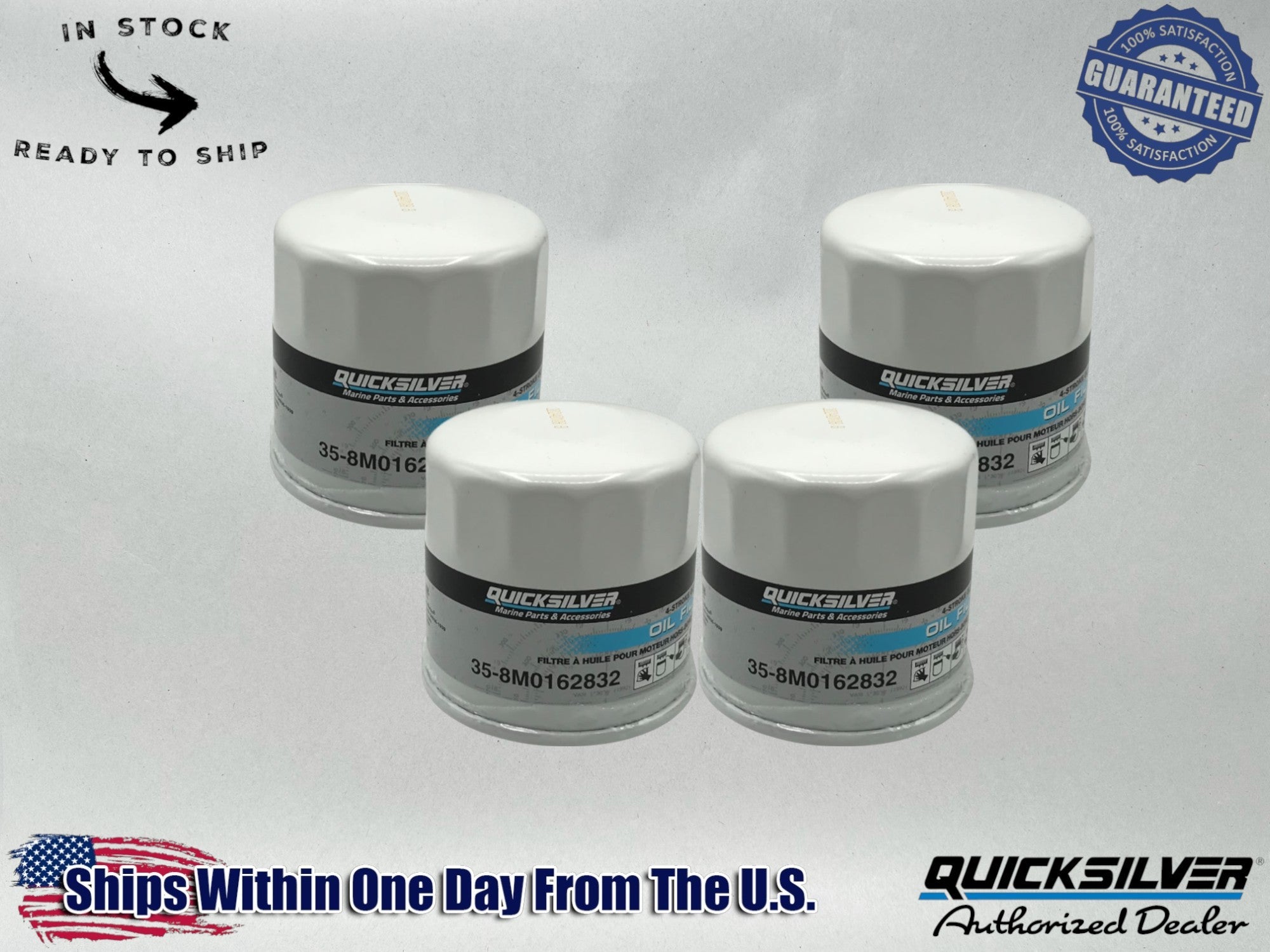 Quicksilver Genuine OEM Authentic Oil Filters 35-8M0162832 4 Pack