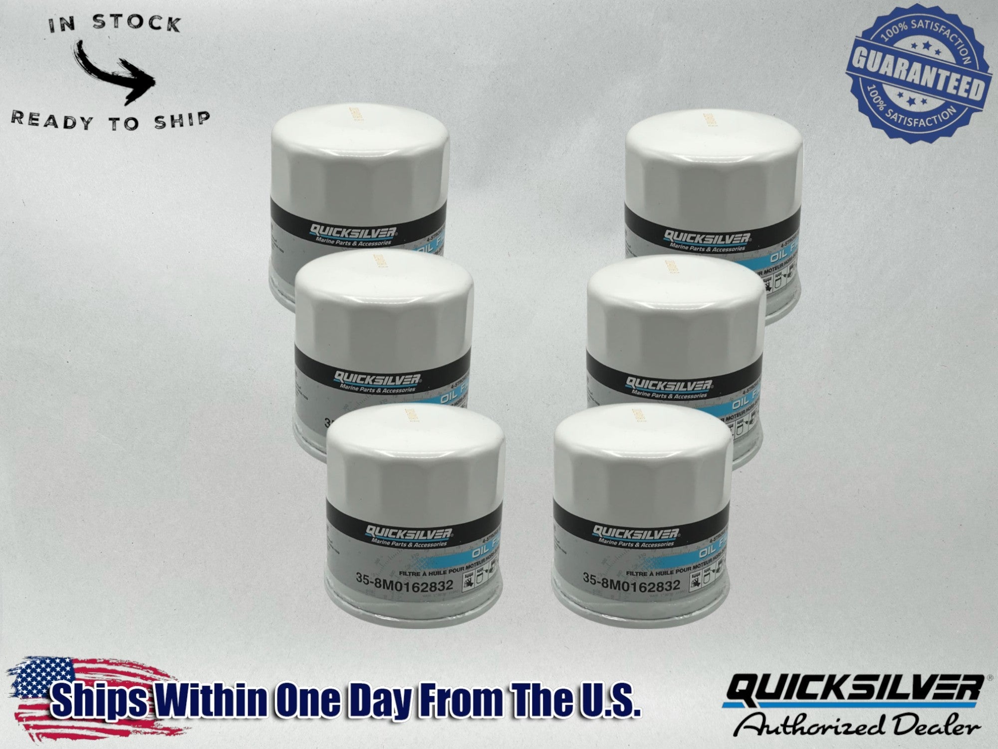 Quicksilver Genuine OEM Authentic Oil Filters 35-8M0162832 6 Pack