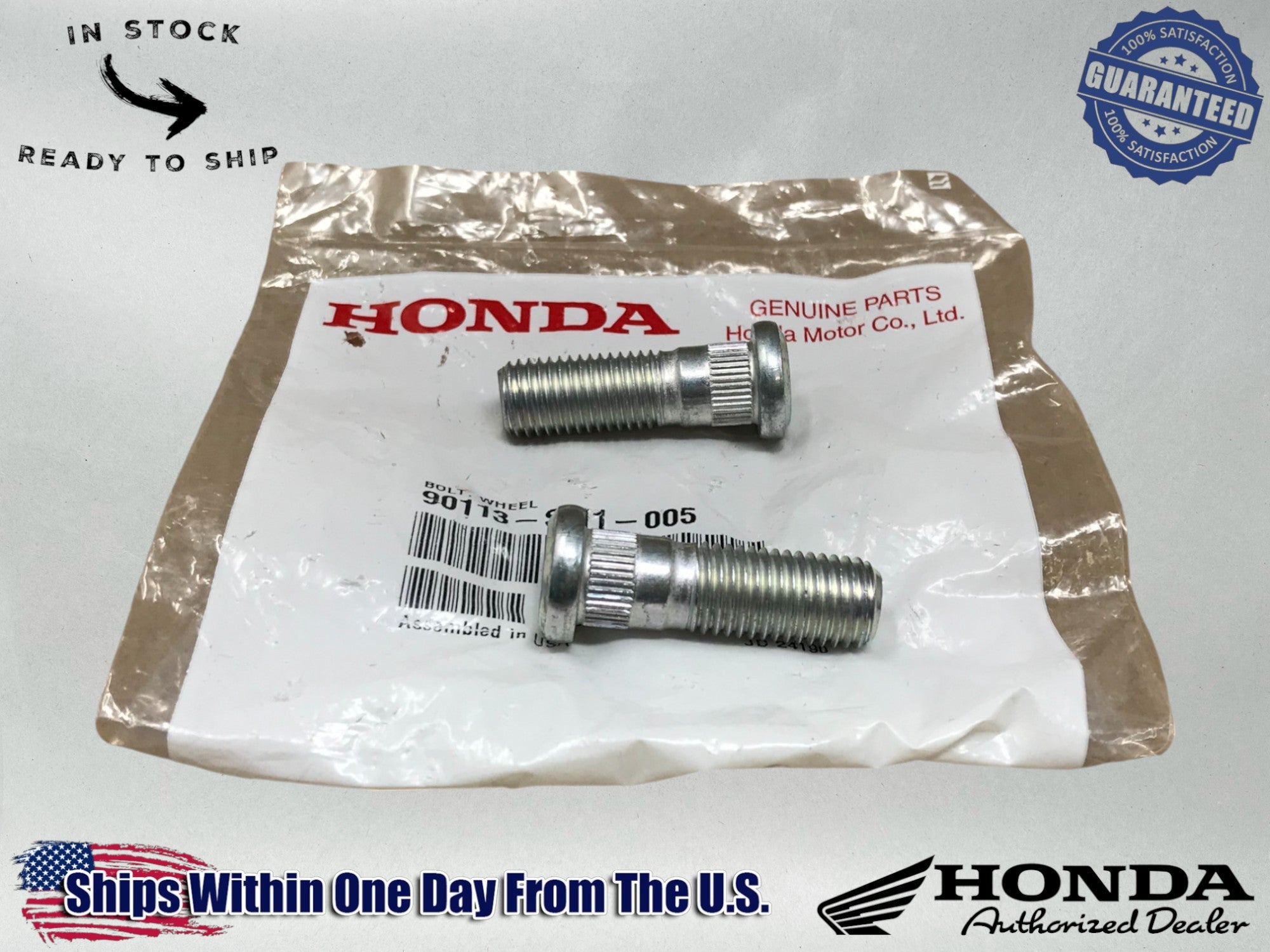Genuine OEM Honda Wheel Lug Bolt Stud 90113-SM1-005 - 2 Pack
