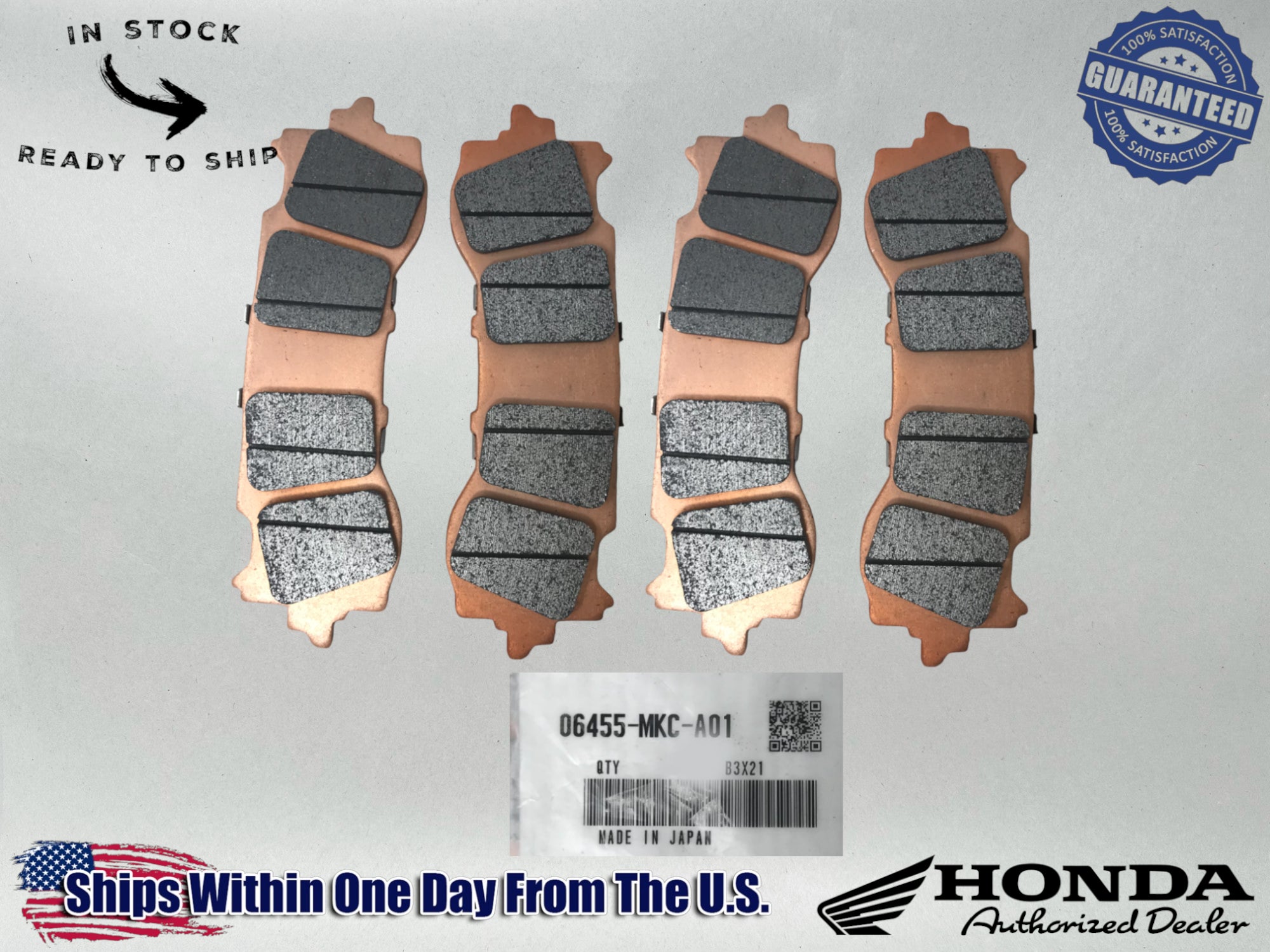 Honda OEM FRONT LT AND RT BRAKE PADS X2 18-22 GL1800 06455-MKC-A01