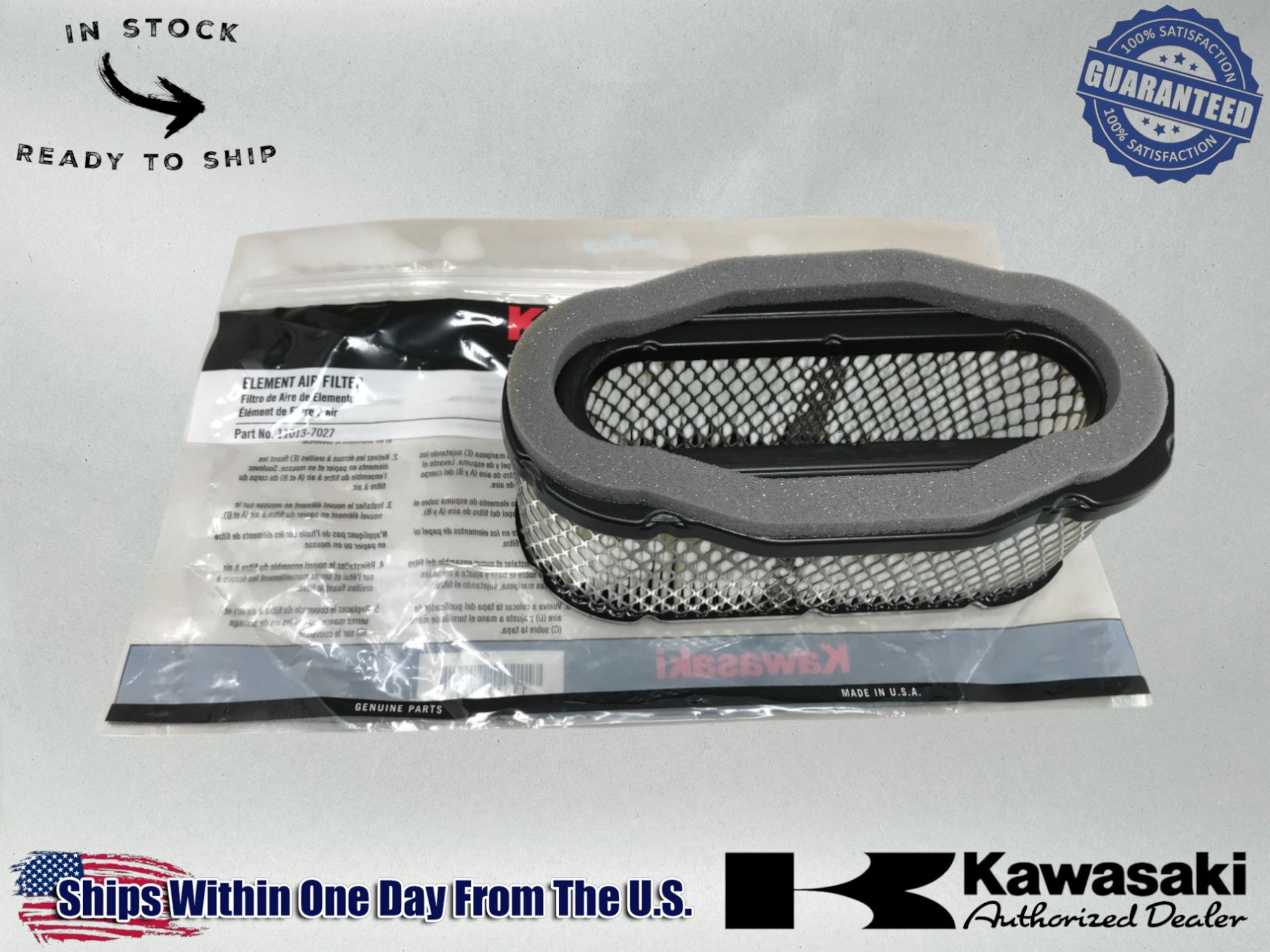 Genuine OEM Kawasaki Engines 11013-7027 Element Air Filter