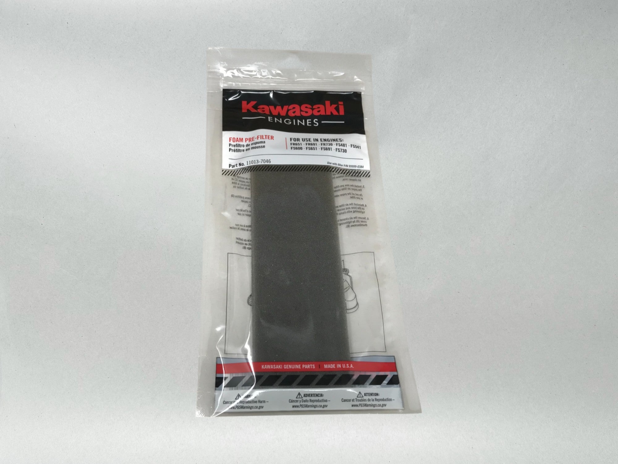 Genuine OEM Kawasaki Engines 11013-7046 Foam Pre Filter