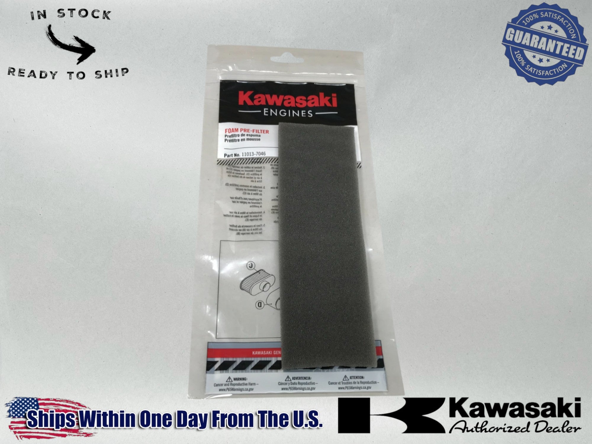 Genuine OEM Kawasaki Engines 11013-7046 Foam Pre Filter