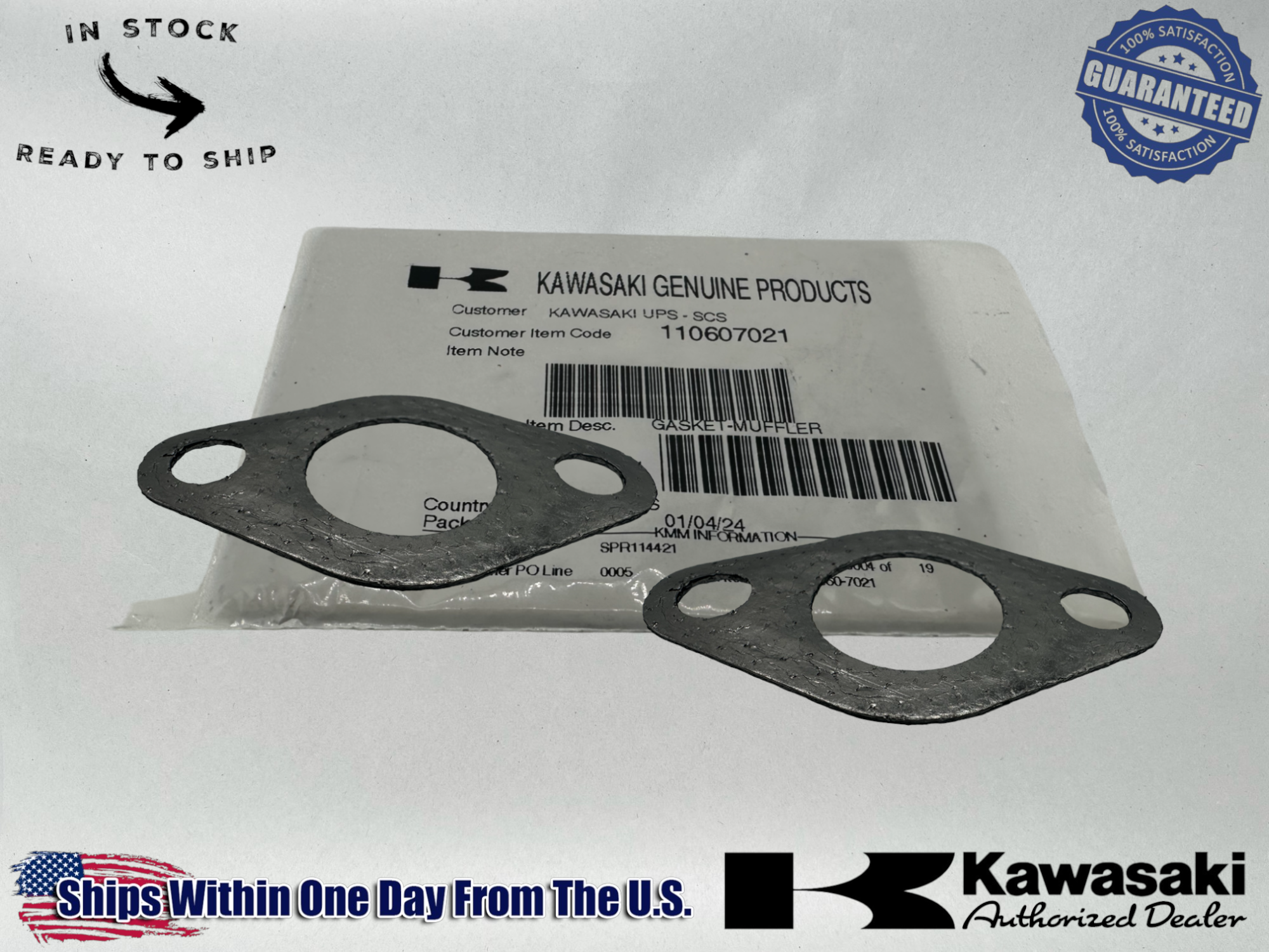 2 Kawasaki Genuine OEM Muffler Gasket 11060-7021